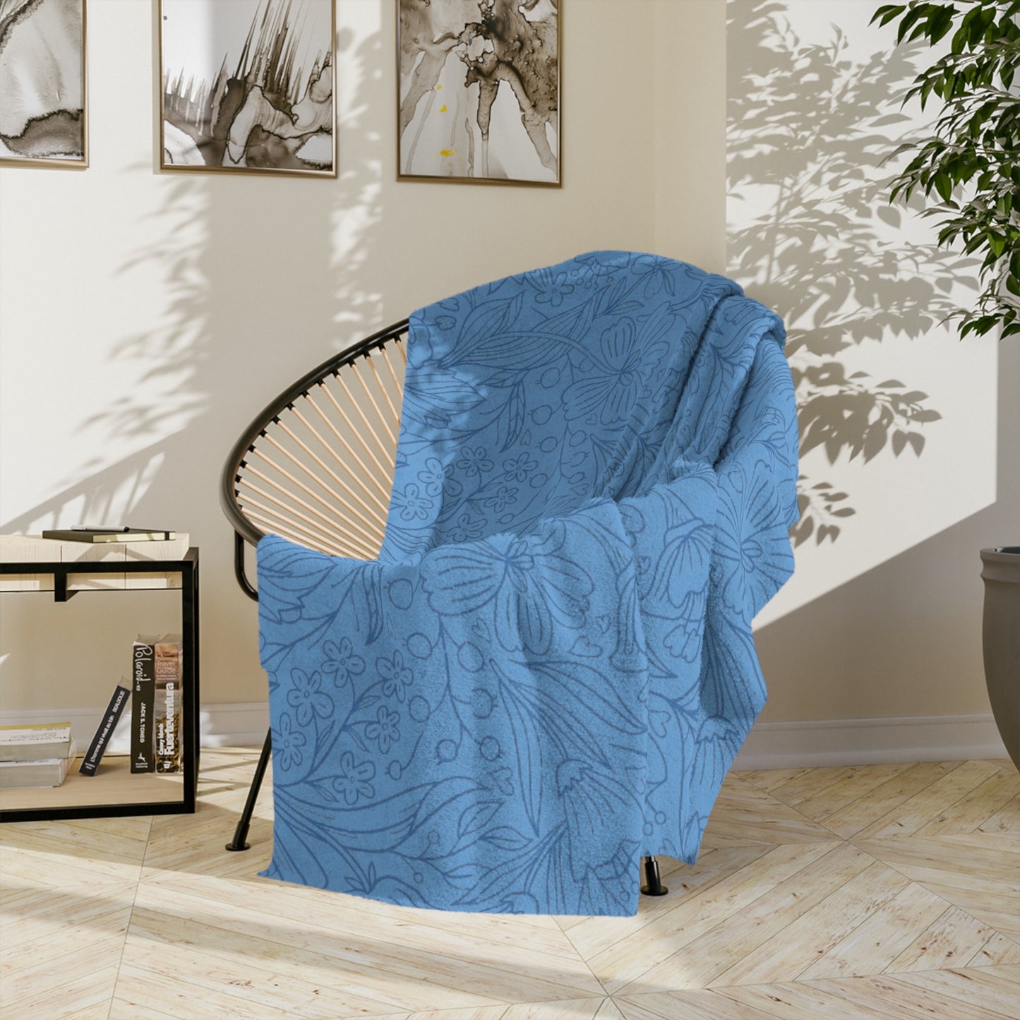 Velveteen Microfiber Blanket - Floral Blues