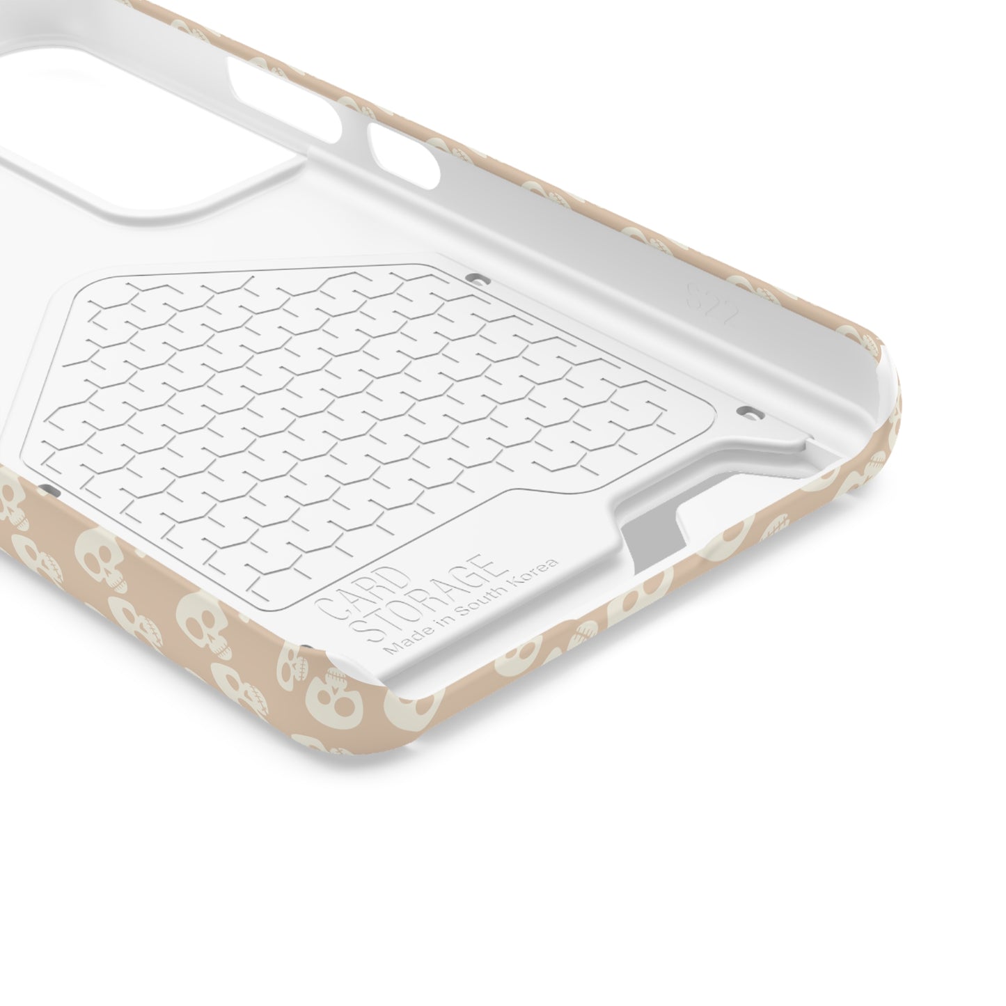 ITS406 Design Phone Case With Card Holder - Mauve Cute Skulls