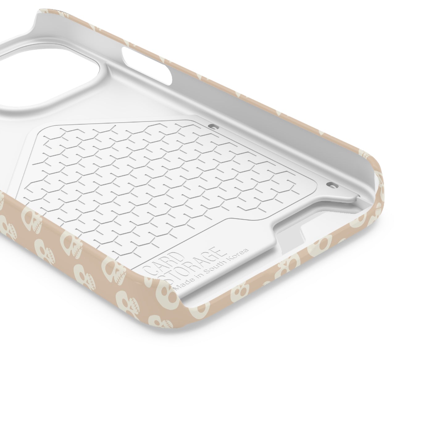ITS406 Design Phone Case With Card Holder - Mauve Cute Skulls