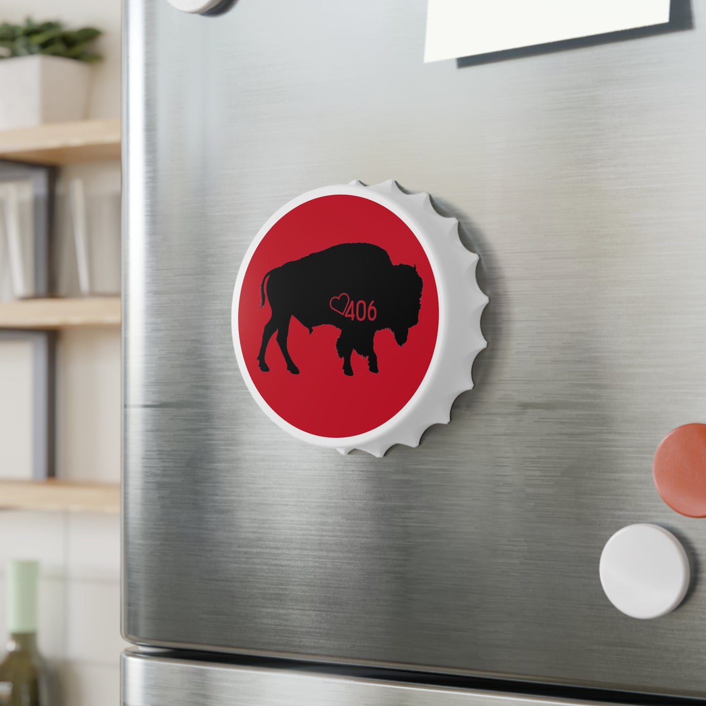 406 Design Magnetic Bottle Opener - Red Bison
