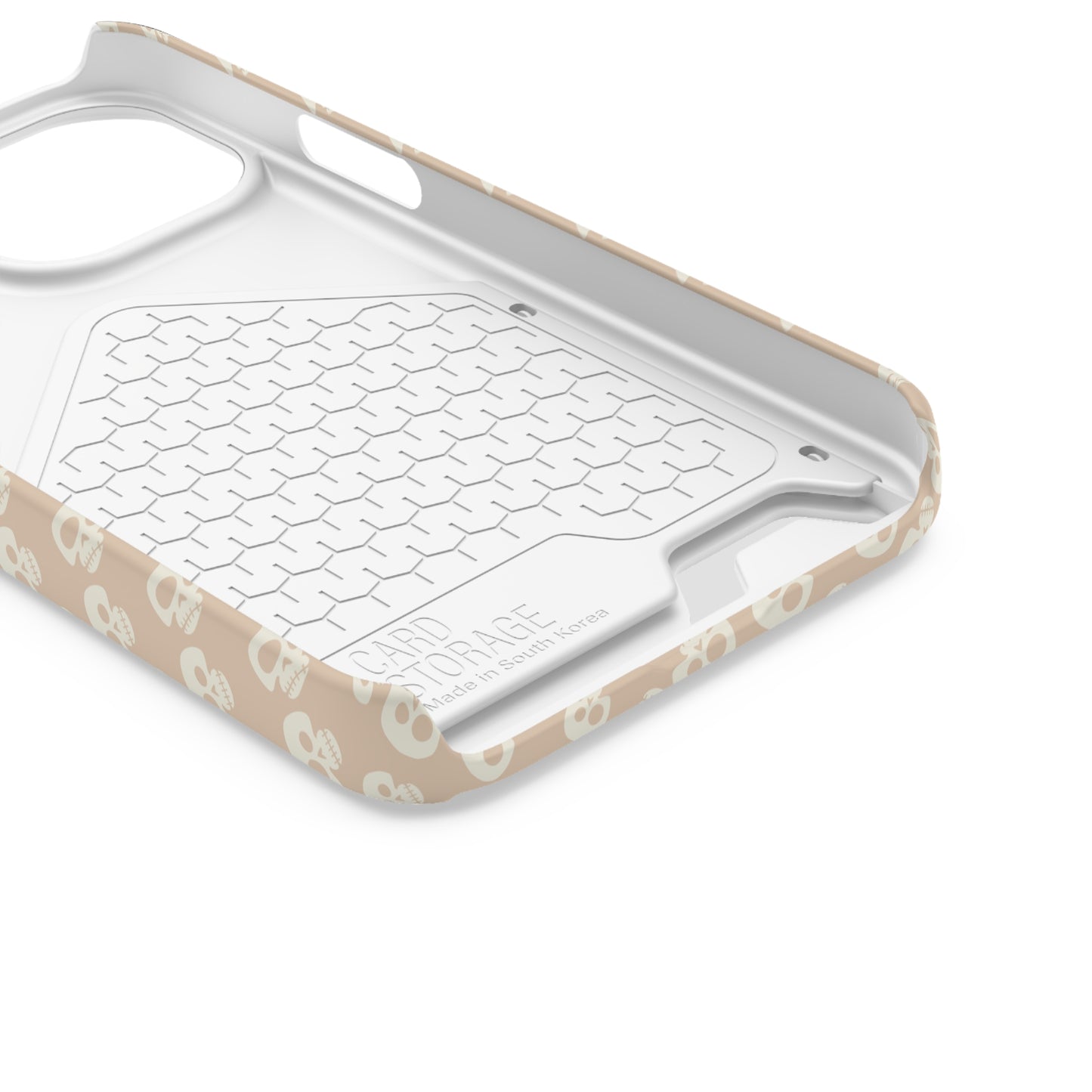 ITS406 Design Phone Case With Card Holder - Mauve Cute Skulls