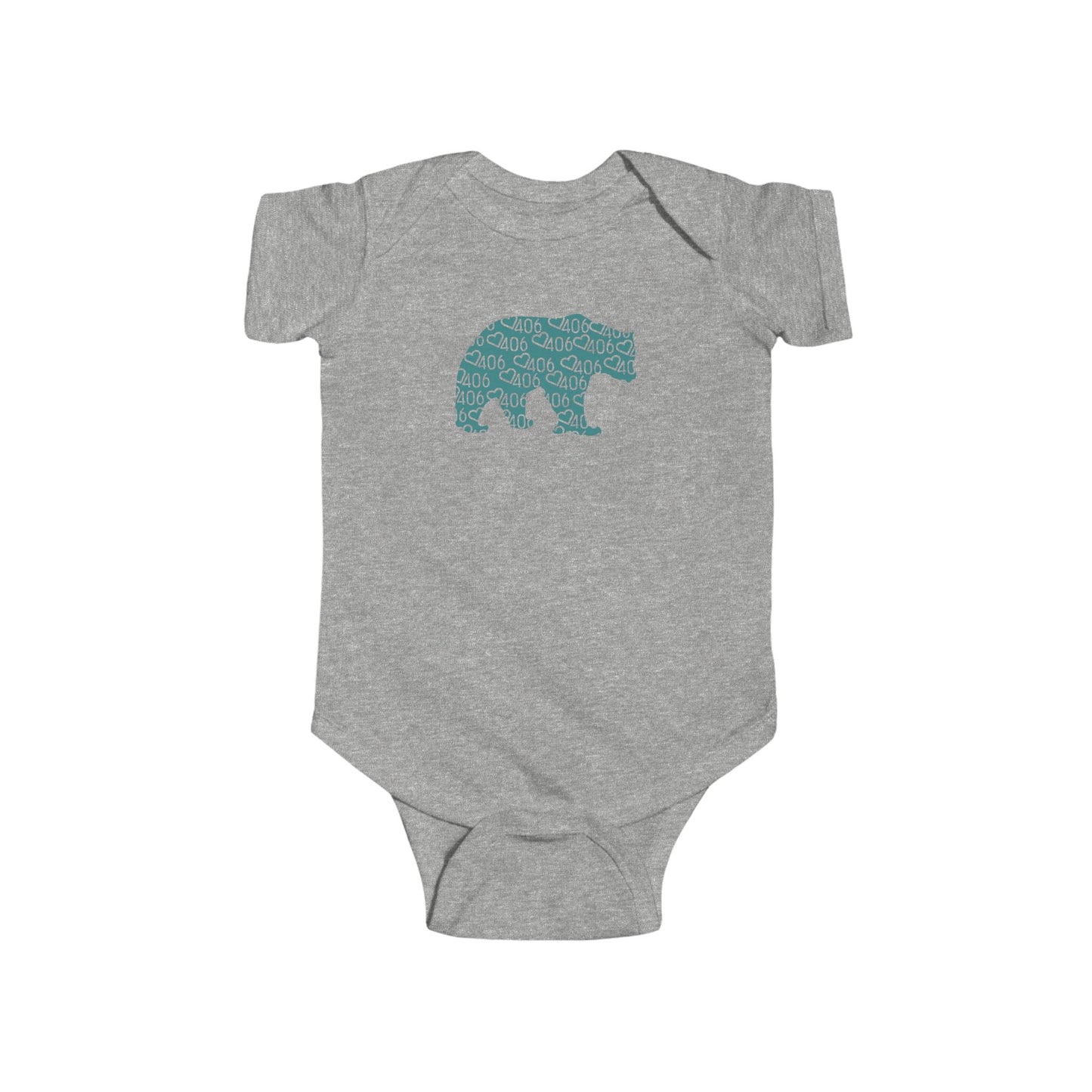 406 Baby Onesie Ringspun Cotton - Turquoise Bear