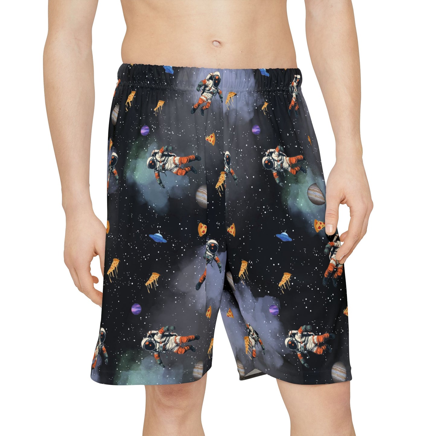 Men’s Sports Shorts (AOP) - Space Pizza