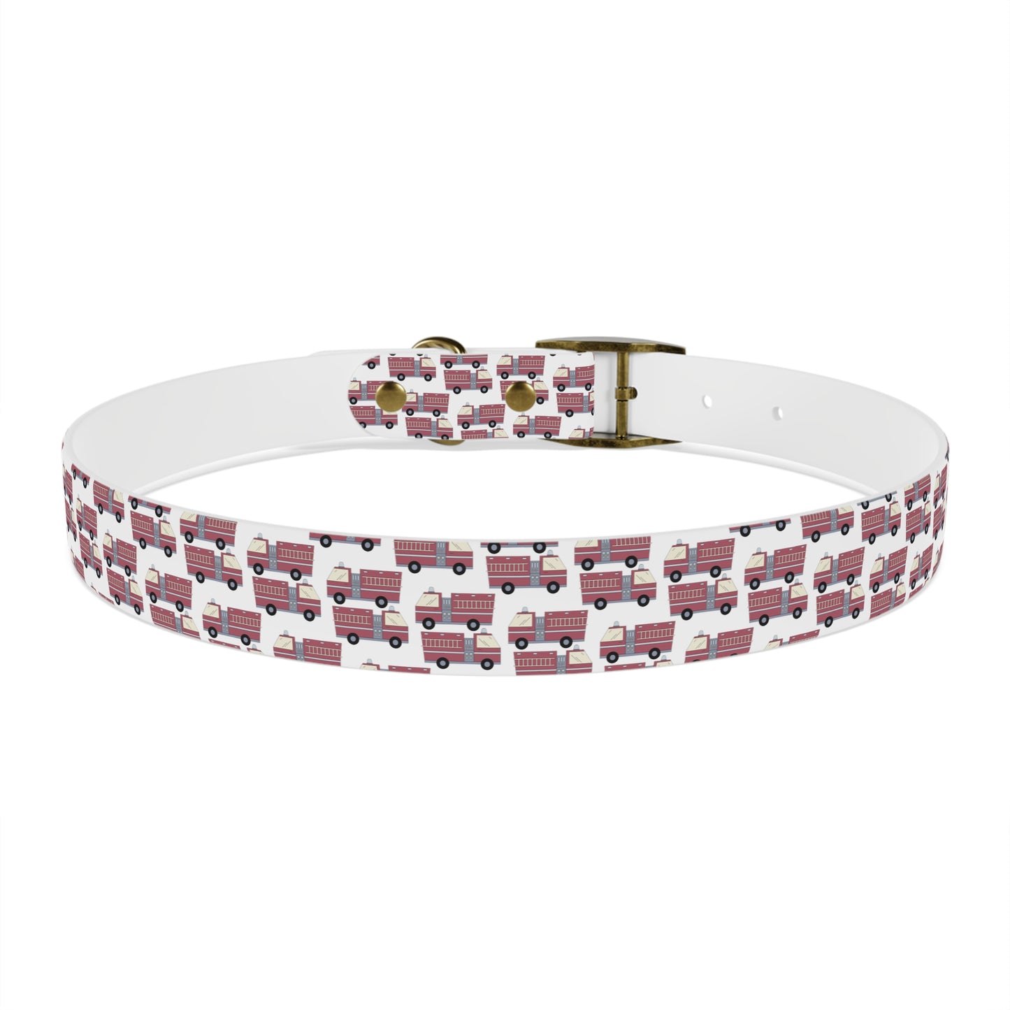 Dog Collar - Fire Trucks - White