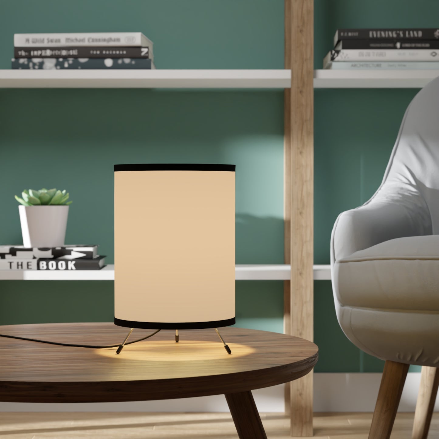 Tripod Lamp with High-Res Printed Shade US\CA plug -Light Tanned Hide