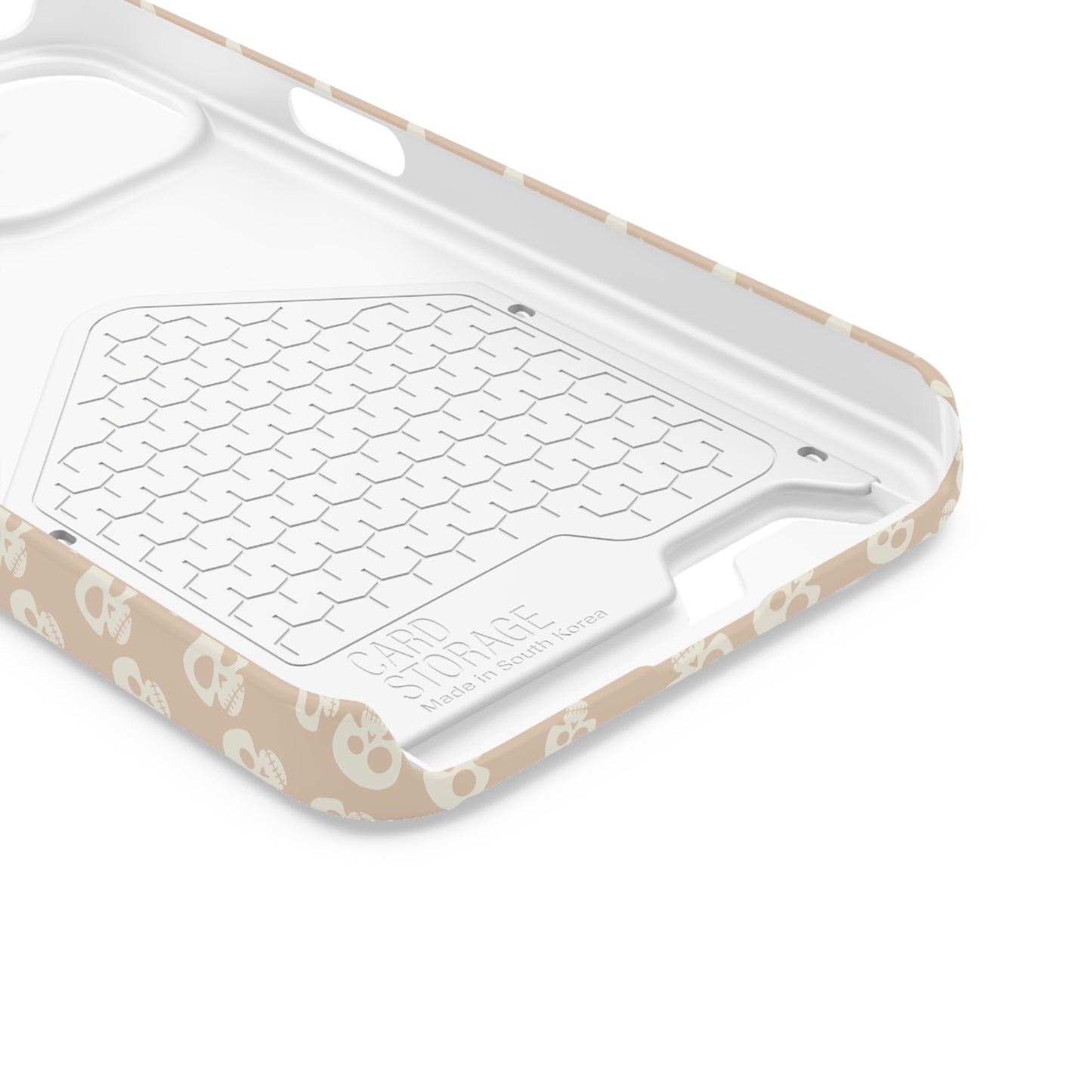 ITS406 Design Phone Case With Card Holder - Mauve Cute Skulls