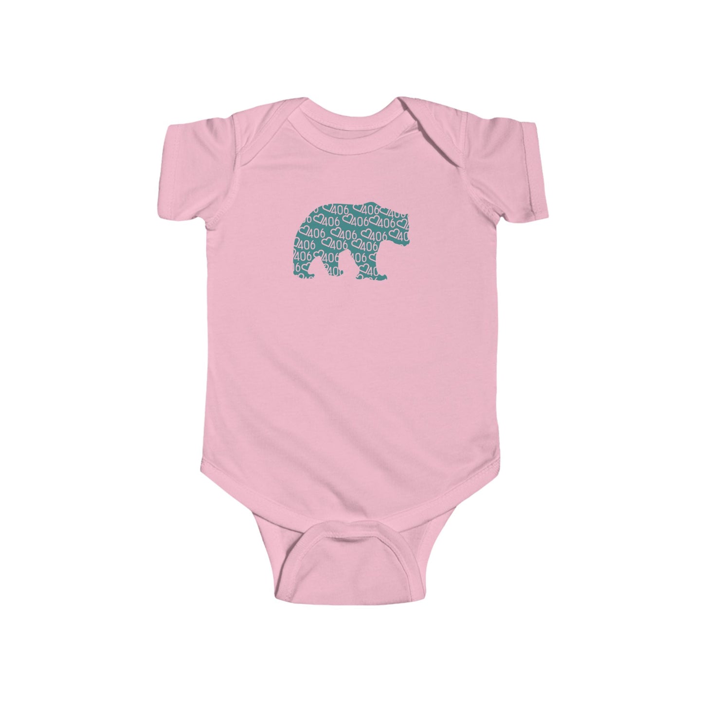 406 Baby Onesie Ringspun Cotton - Turquoise Bear