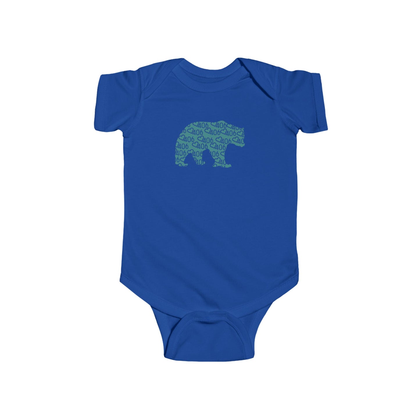 406 Baby Onesie Ringspun Cotton - Turquoise Bear