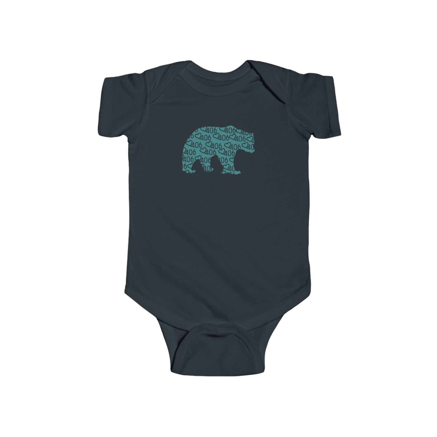 406 Baby Onesie Ringspun Cotton - Turquoise Bear