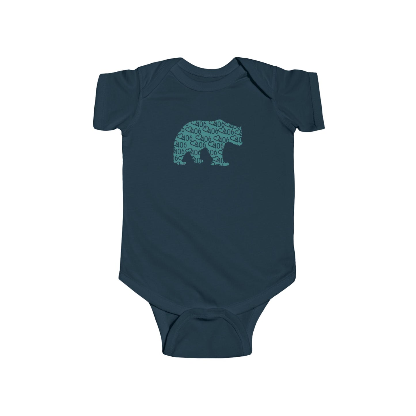406 Baby Onesie Ringspun Cotton - Turquoise Bear
