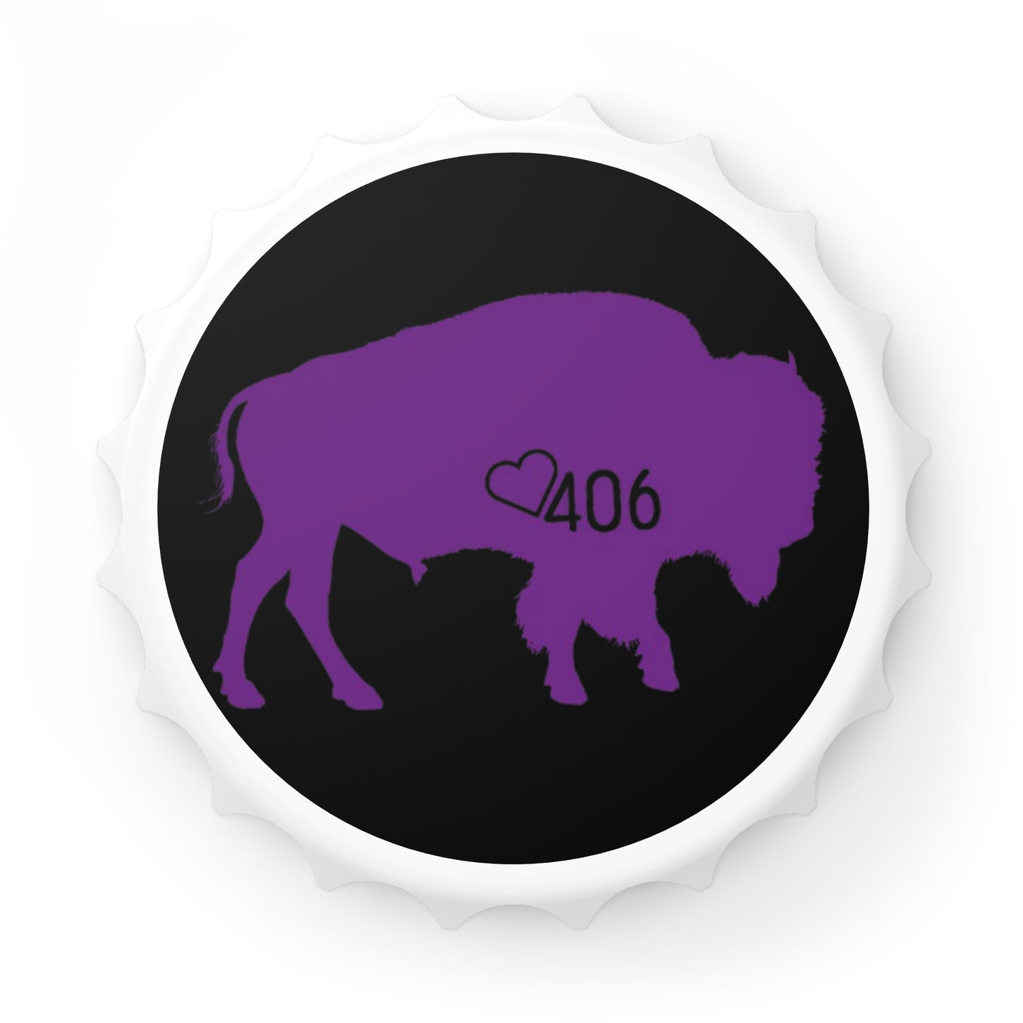 ITS406 Design Bottle Opener - Black and Purple Bison