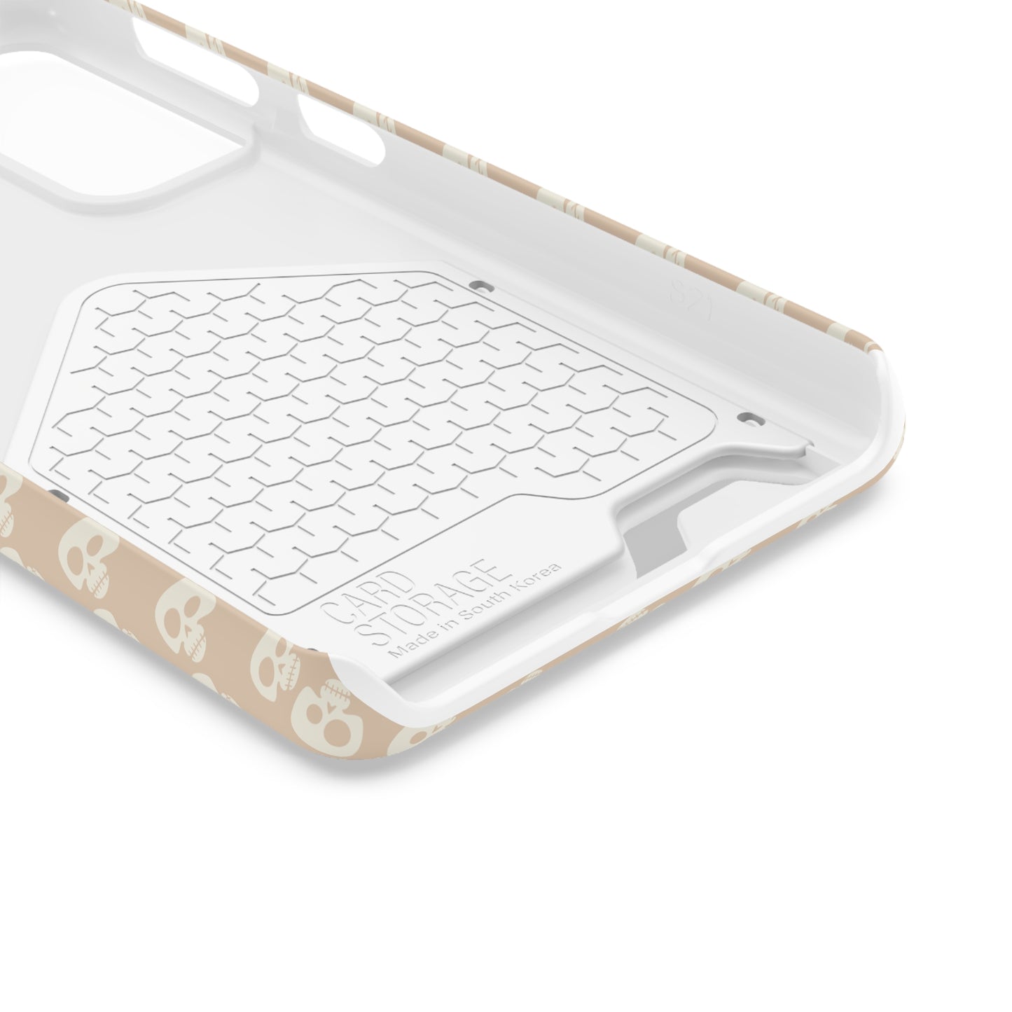 ITS406 Design Phone Case With Card Holder - Mauve Cute Skulls