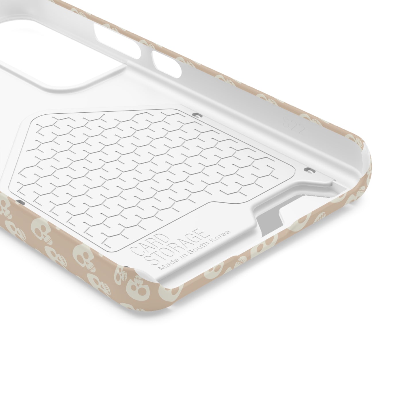 ITS406 Design Phone Case With Card Holder - Mauve Cute Skulls
