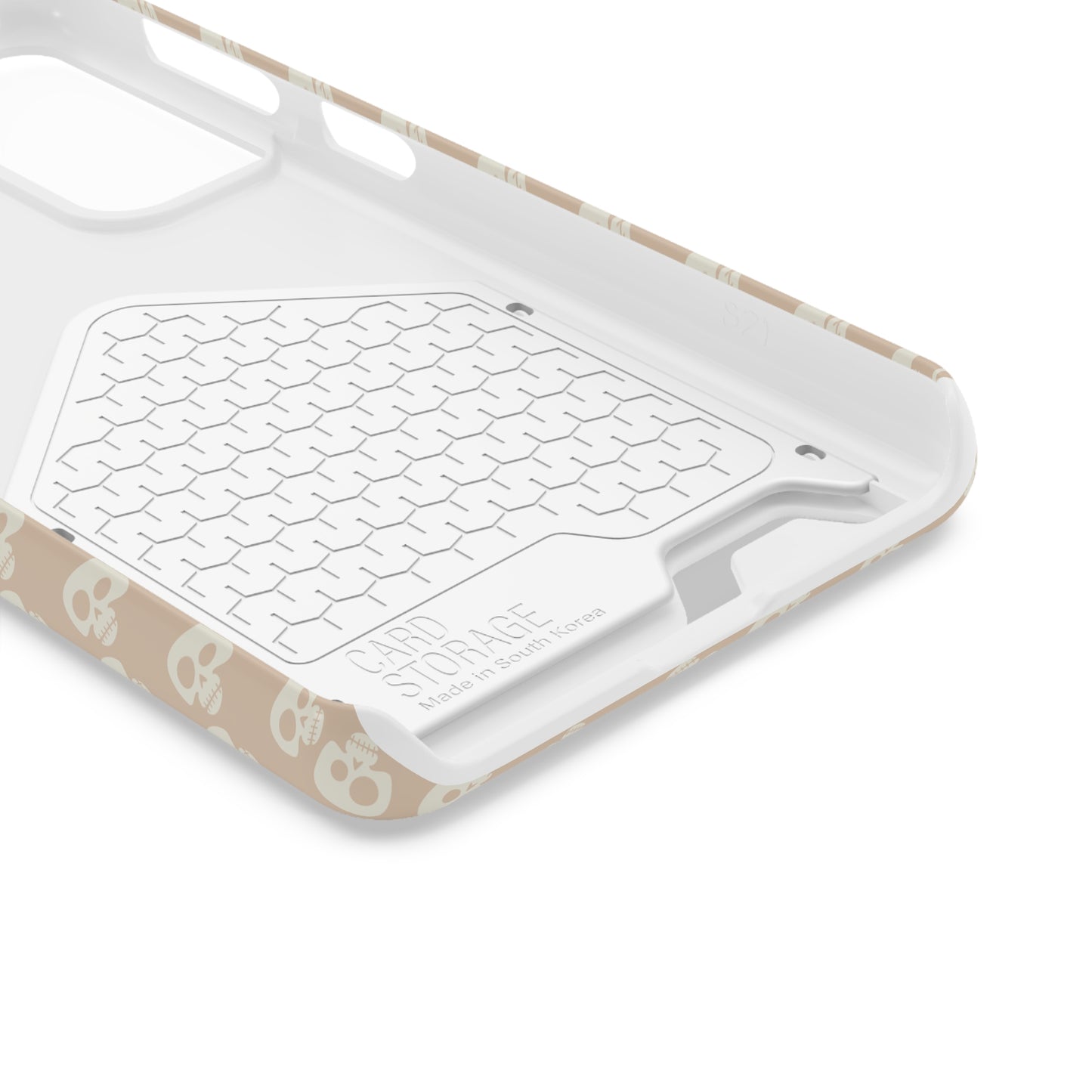 ITS406 Design Phone Case With Card Holder - Mauve Cute Skulls