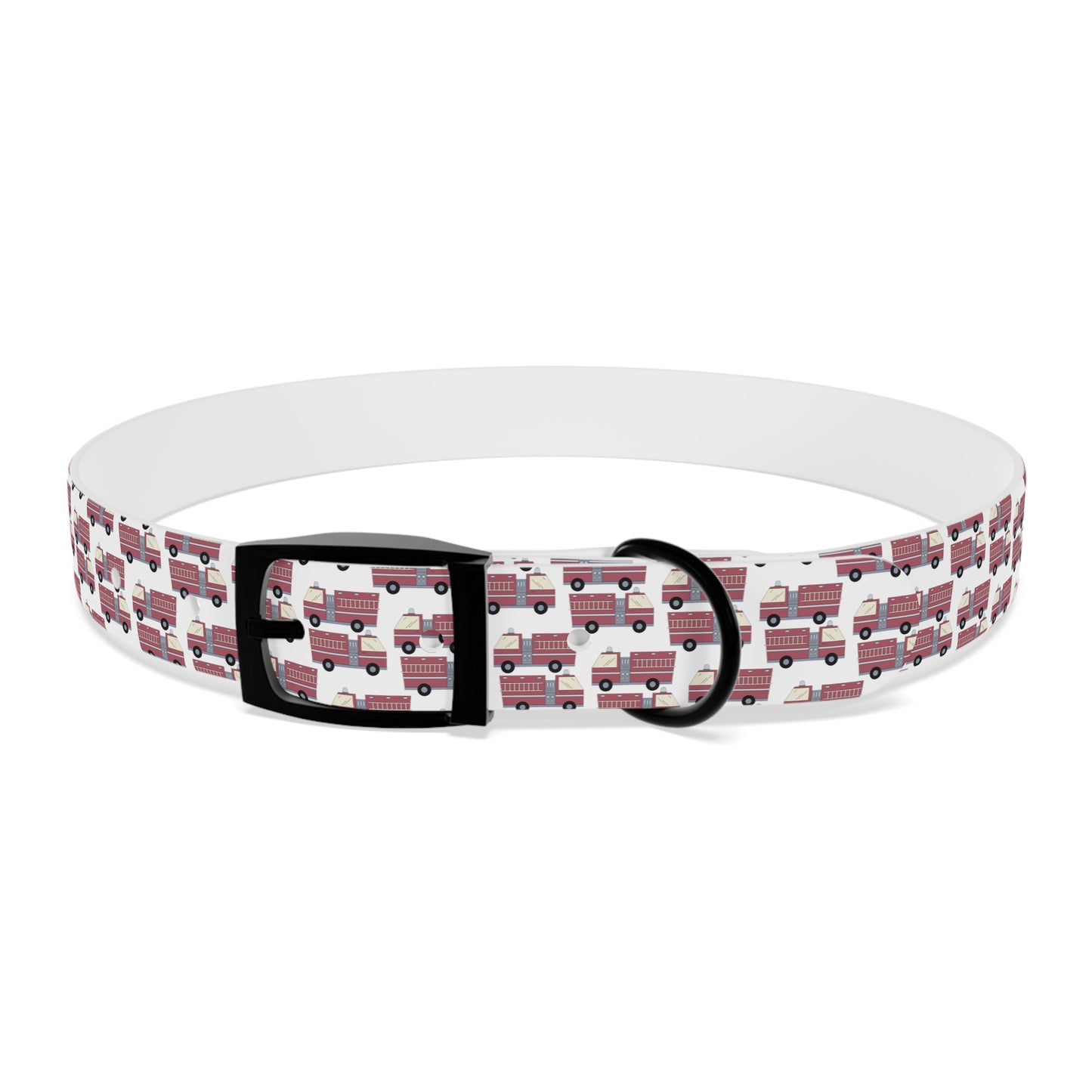 Dog Collar - Fire Trucks - White