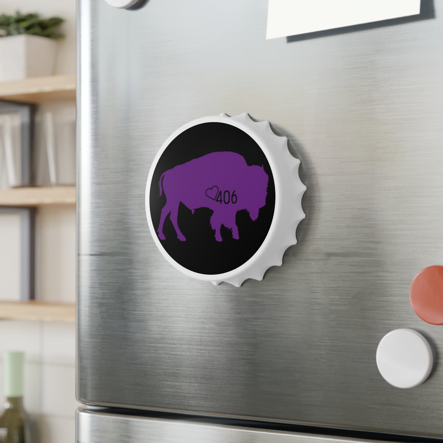 ITS406 Design Bottle Opener - Black and Purple Bison