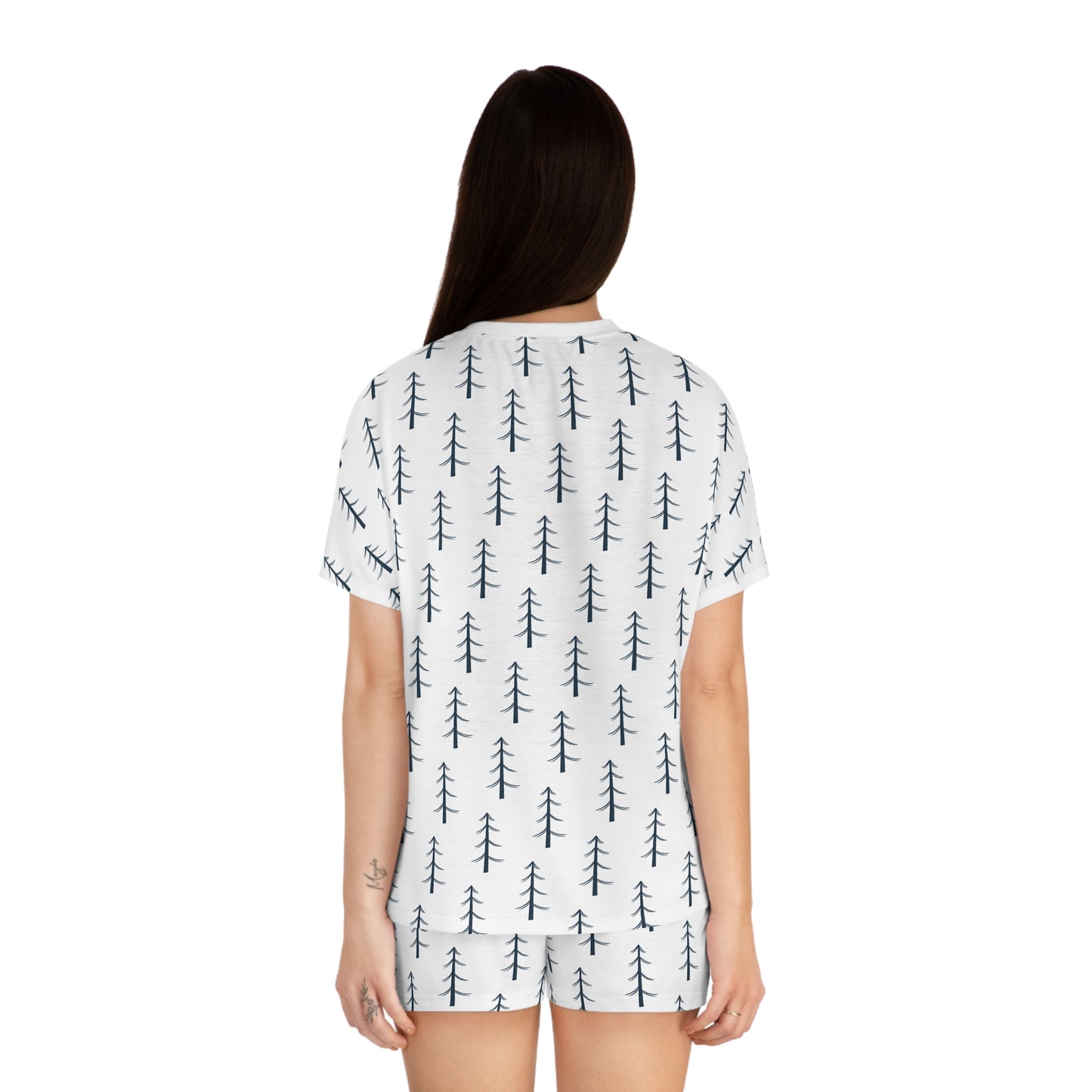 Women's Short White Pajama Set (AOP) - Just Trees