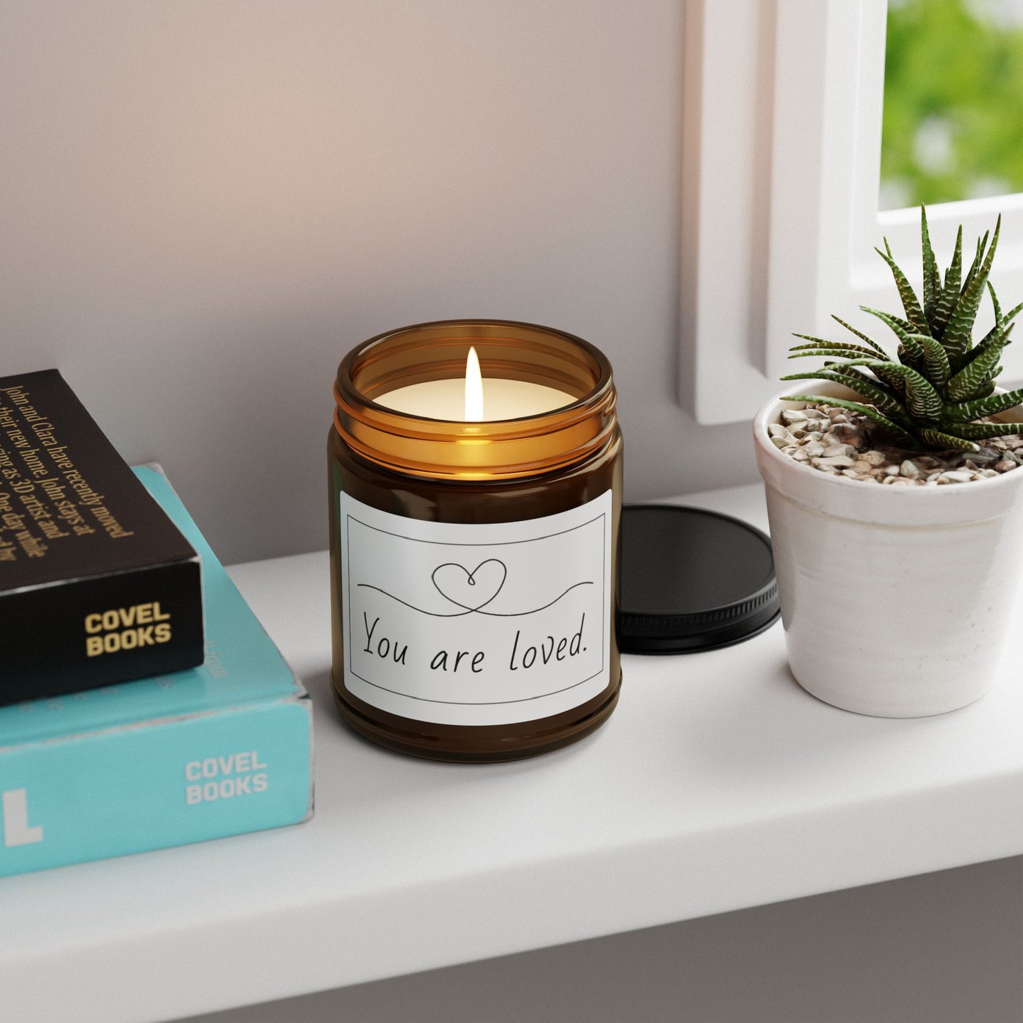 Candle - Scented Soy (Multi-Size, Amber Jar) - "You are loved"
