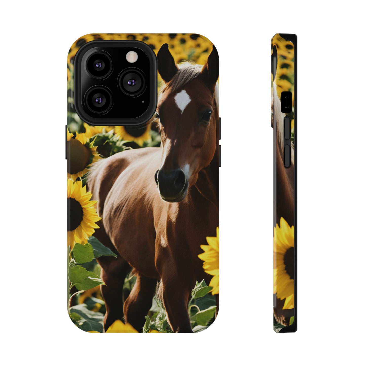 Phone Case - Impact-Resistant - Horse Sunflowers 2