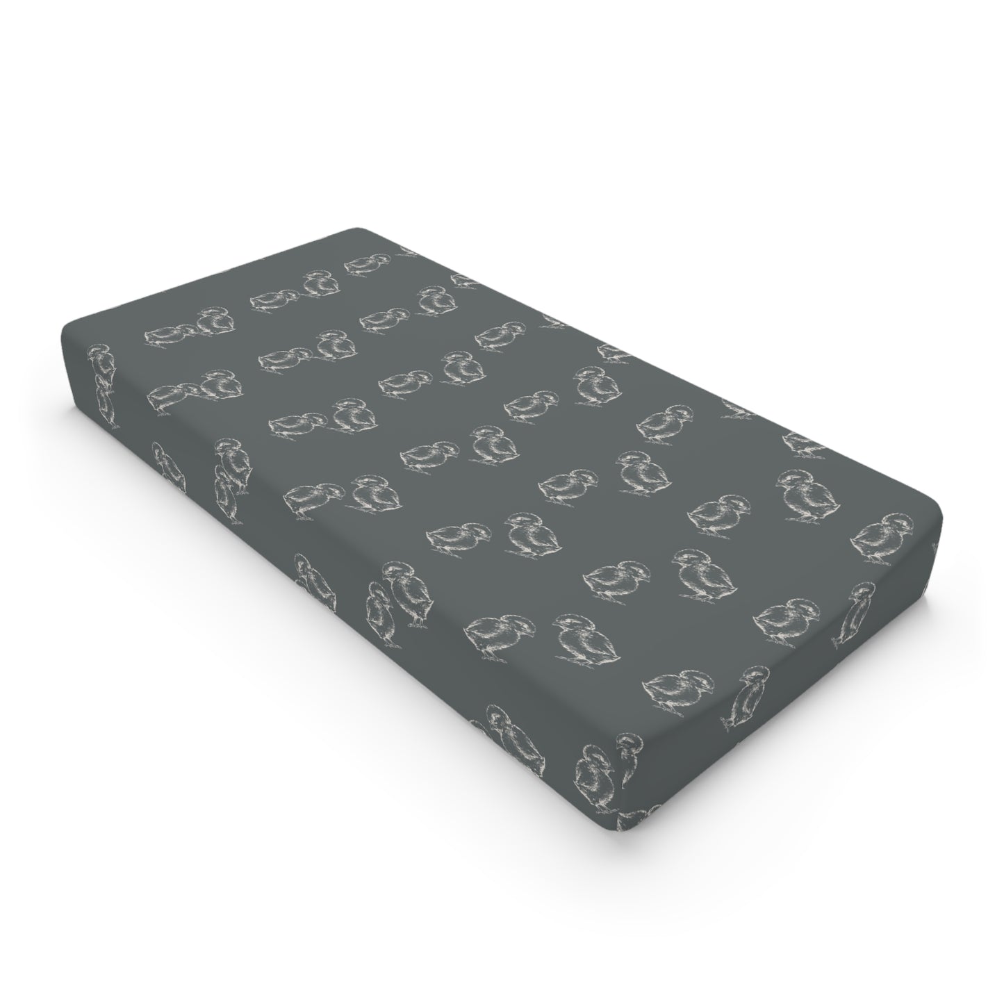 Barnyard Baby Changing Pad Cover - Chicks in Rustic Gray