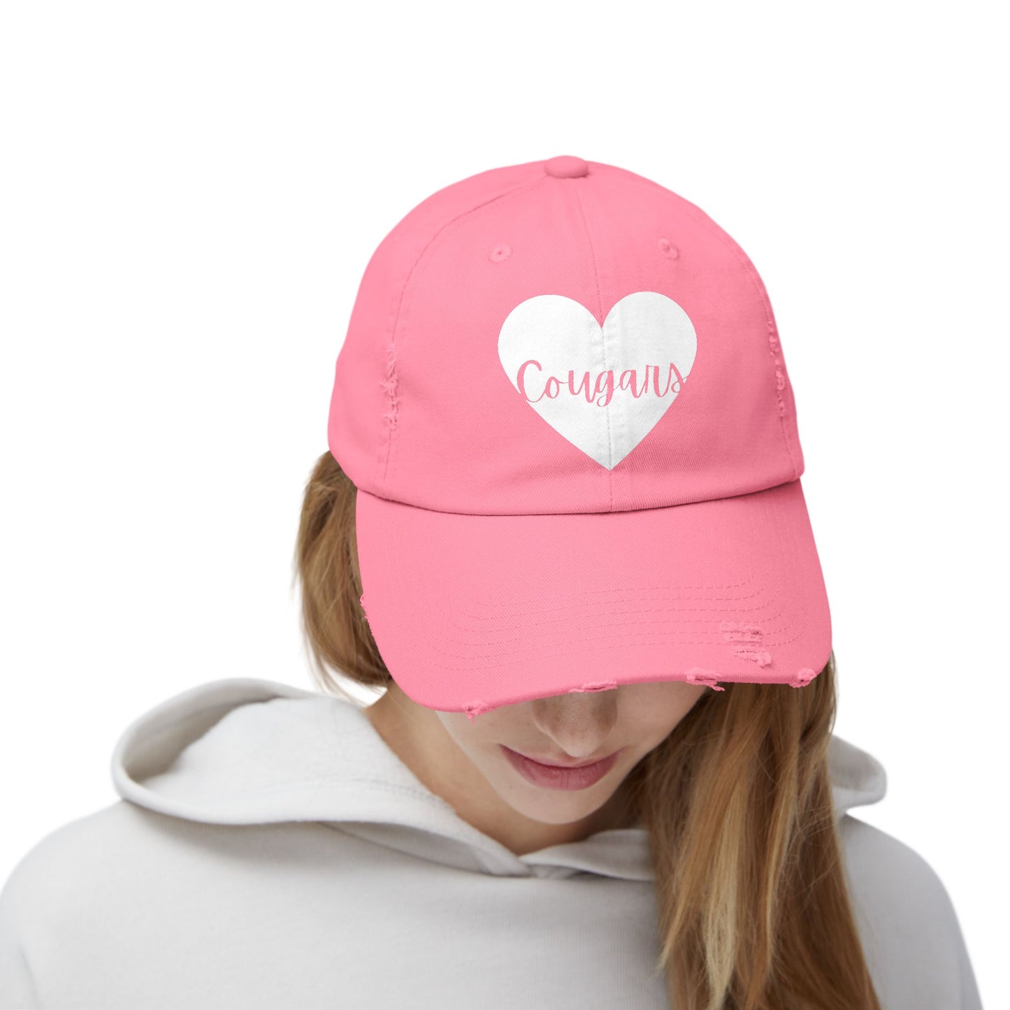 Generic Team Distressed Cap - Cougars Heart