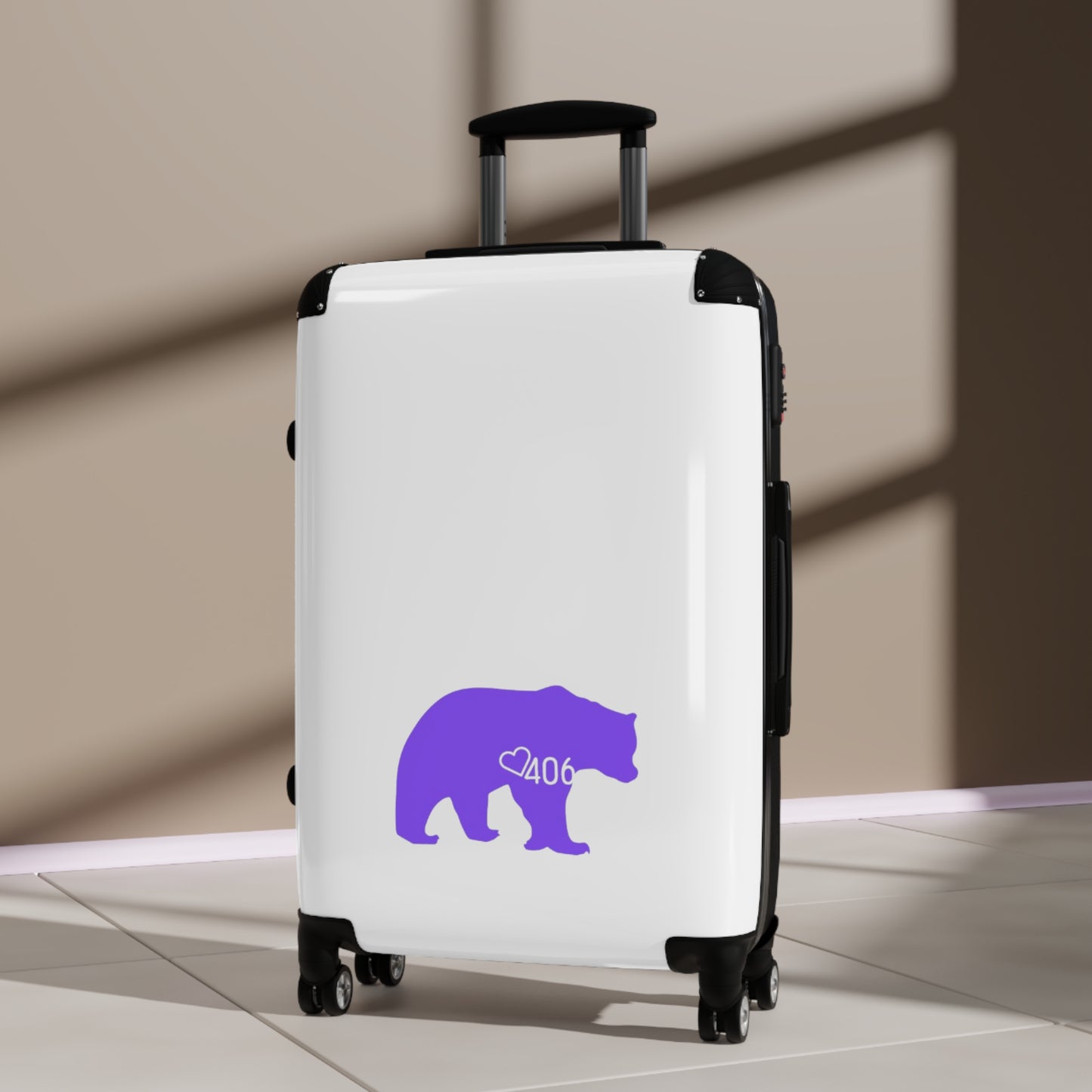 406 Design Hot Pink 90's Inspired Suitcase - Bear