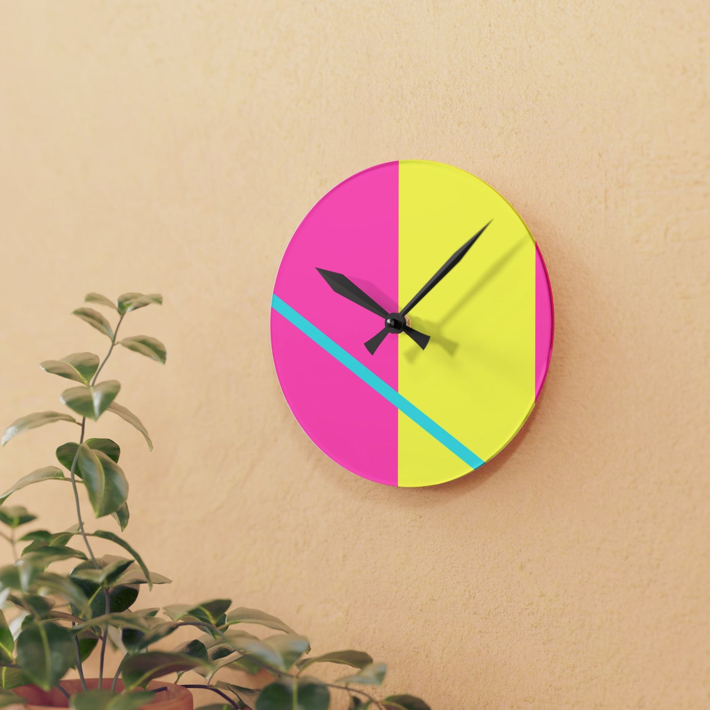 90's Vibes Acrylic Wall Clock - Pink Banana