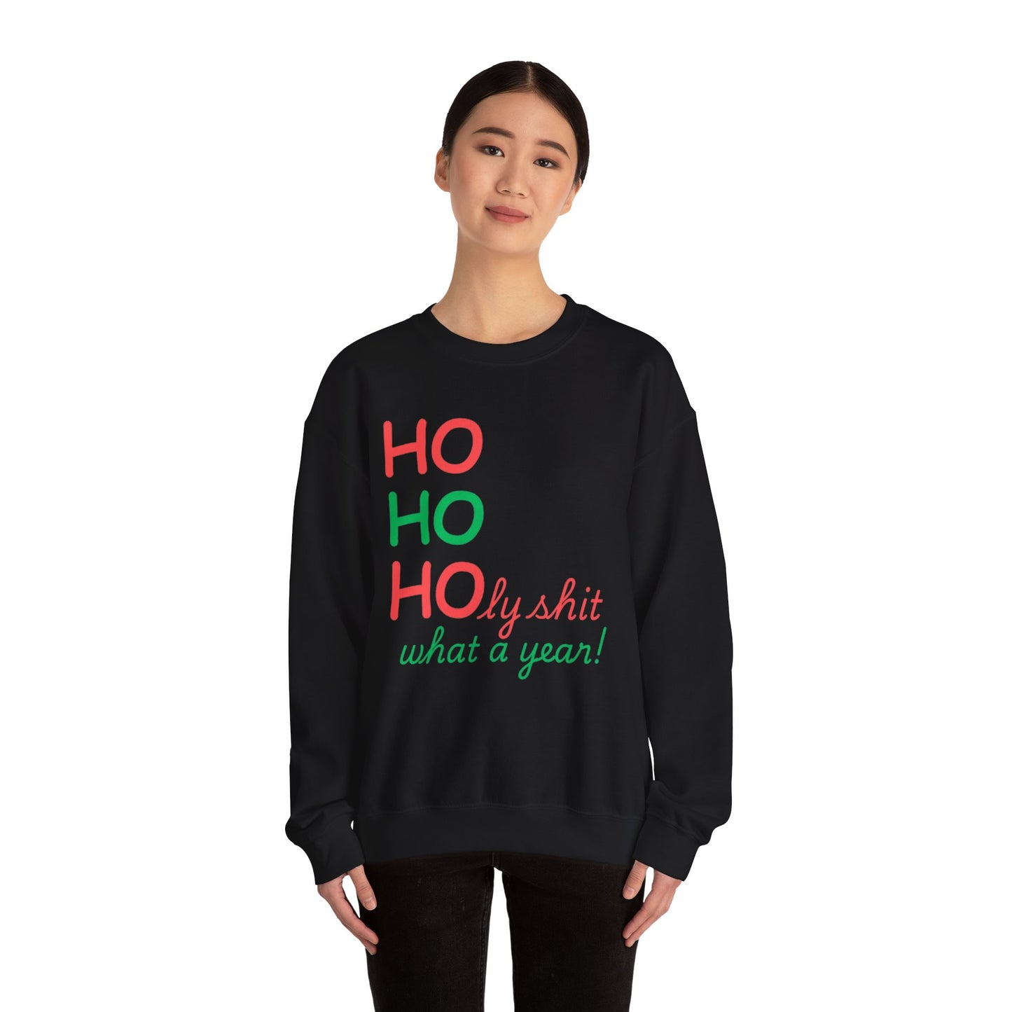 Festive Unisex Crewneck Sweatshirt - Ho Ho Holy Shit