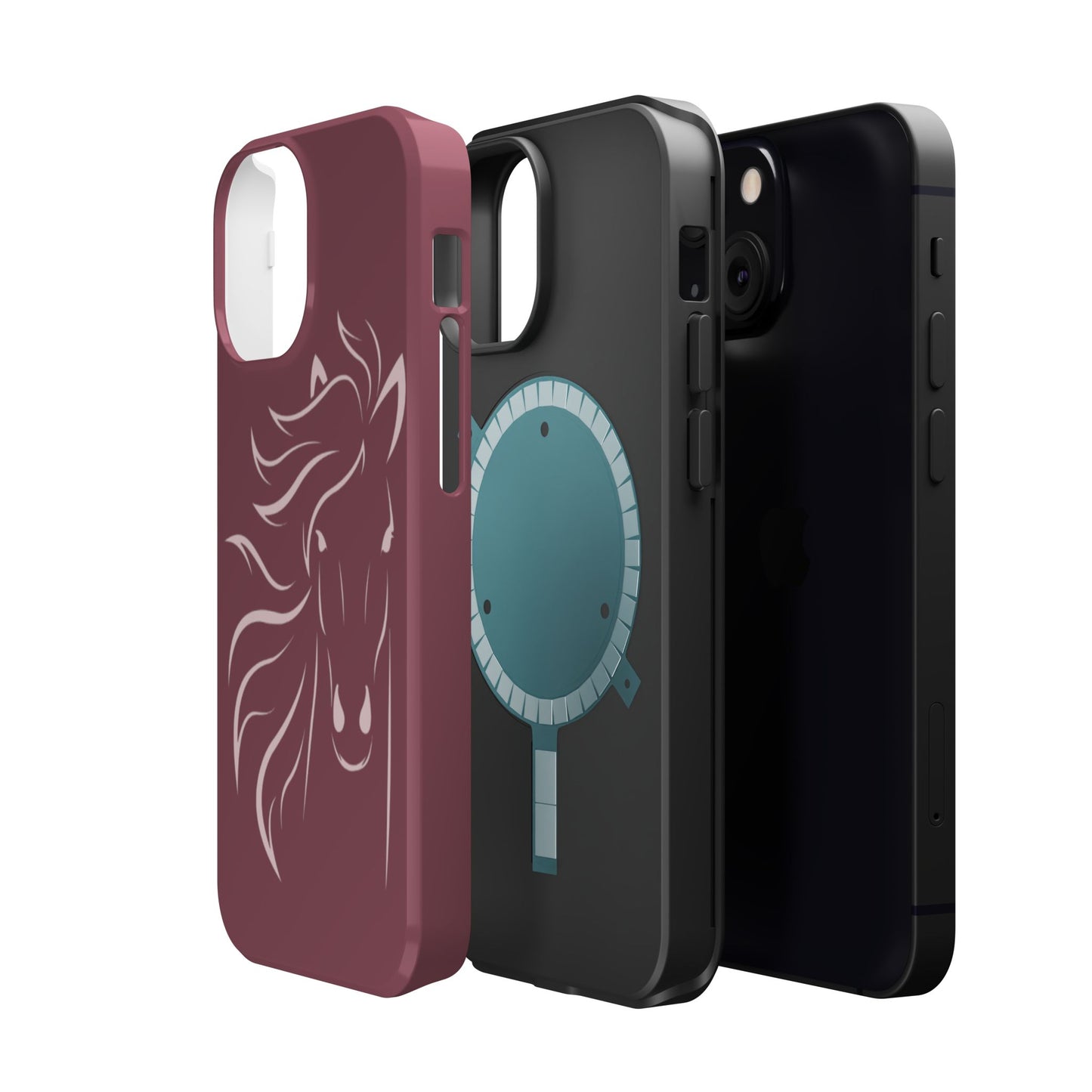 Phone - Magnetic Tough Cases - Pink Horse Outline