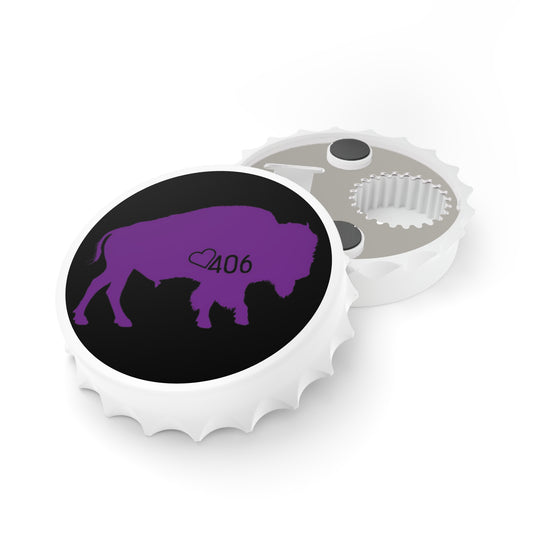 ITS406 Design Bottle Opener - Black and Purple Bison