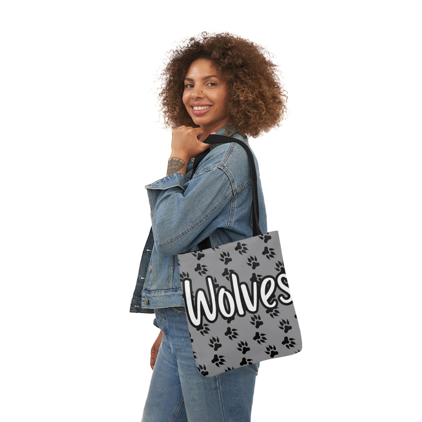 Sports Team Gray Canvas Tote Bag, 5-Color Straps - Wolves