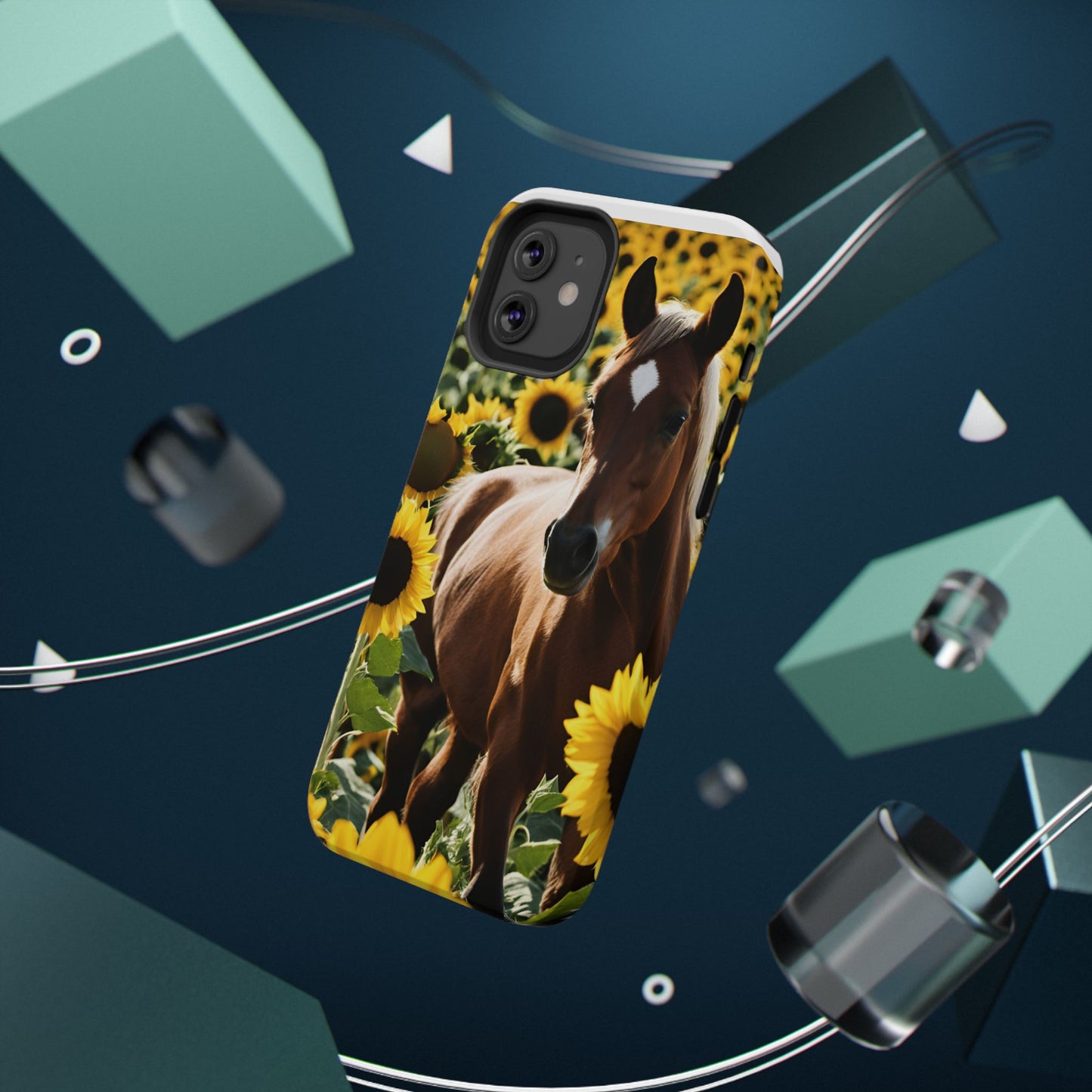 Phone Case - Impact-Resistant - Horse Sunflowers 2