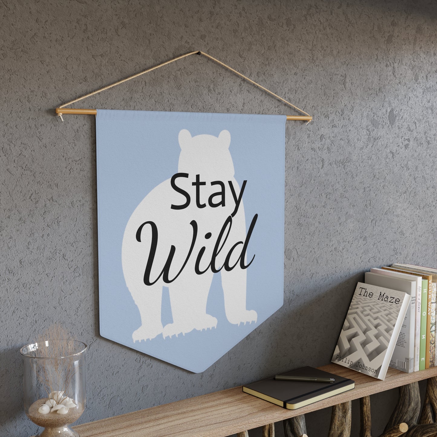 Mountain Baby Pennant - Stay Wild Grizzly Big Sky Blue