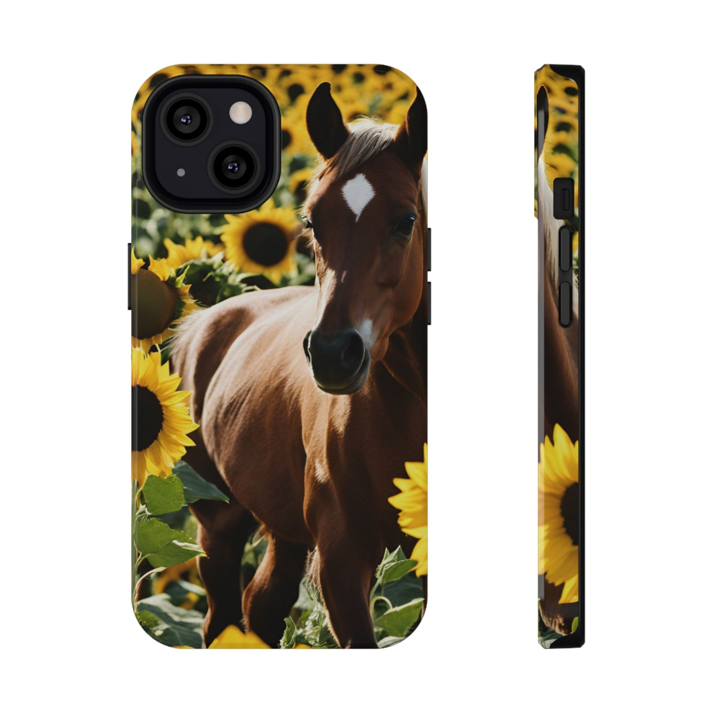 Phone Case - Impact-Resistant - Horse Sunflowers 2