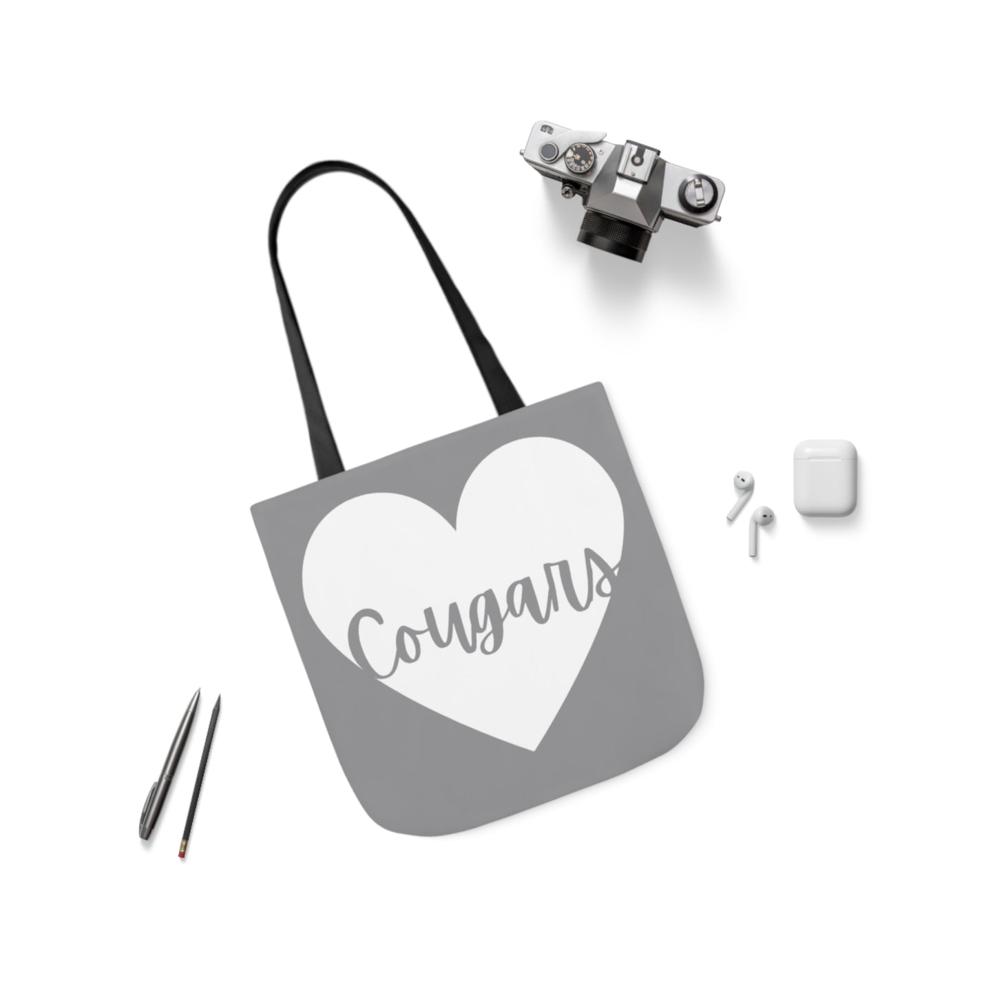 Generic Team Gray Canvas Tote Bag, 5-Color Straps - Cougars