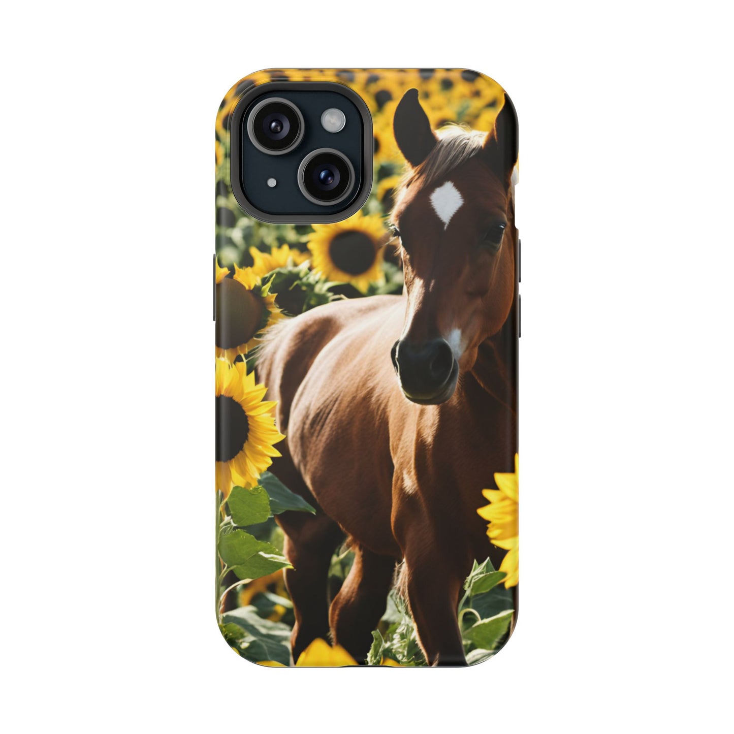 Phone Case - Impact-Resistant - Horse Sunflowers 2