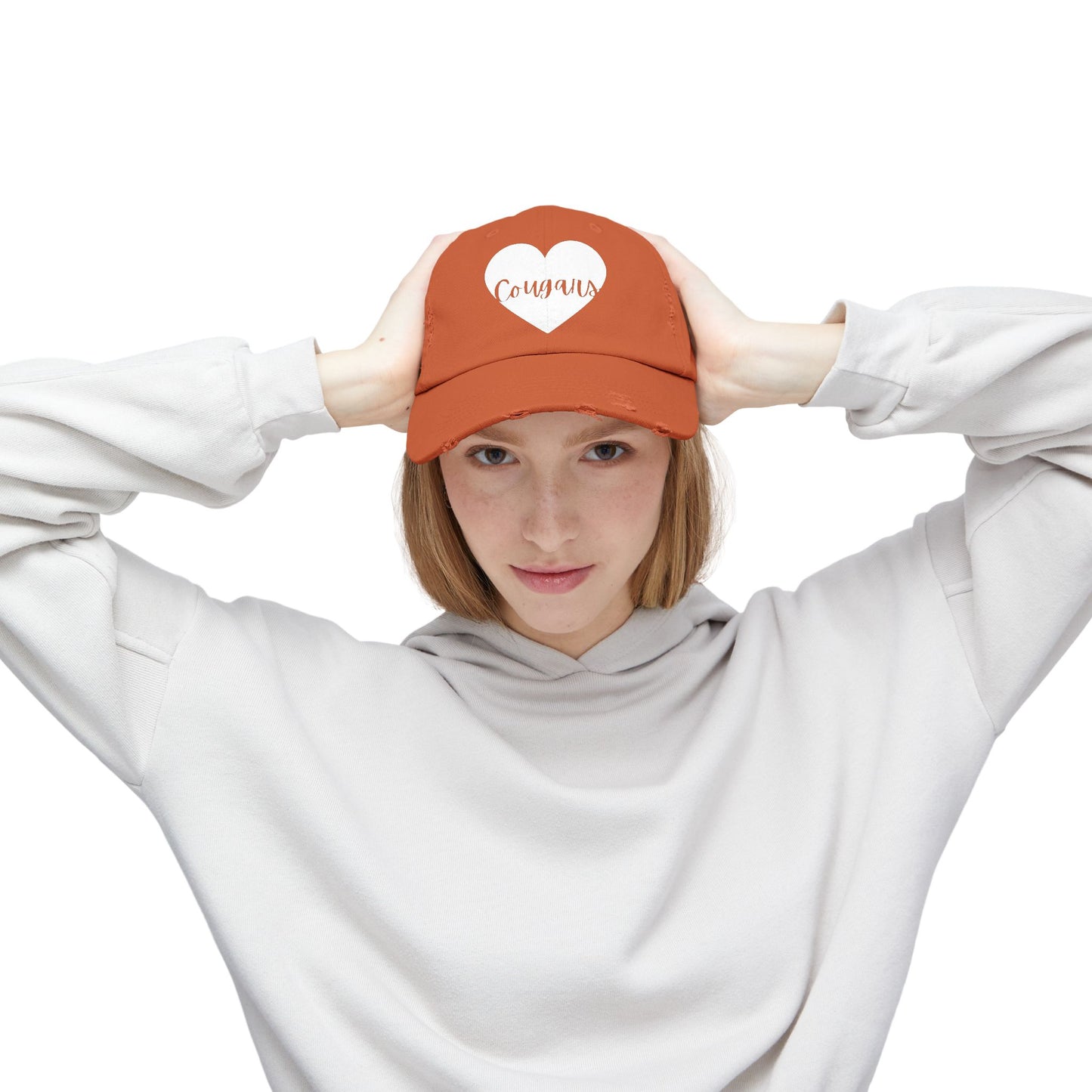 Generic Team Distressed Cap - Cougars Heart