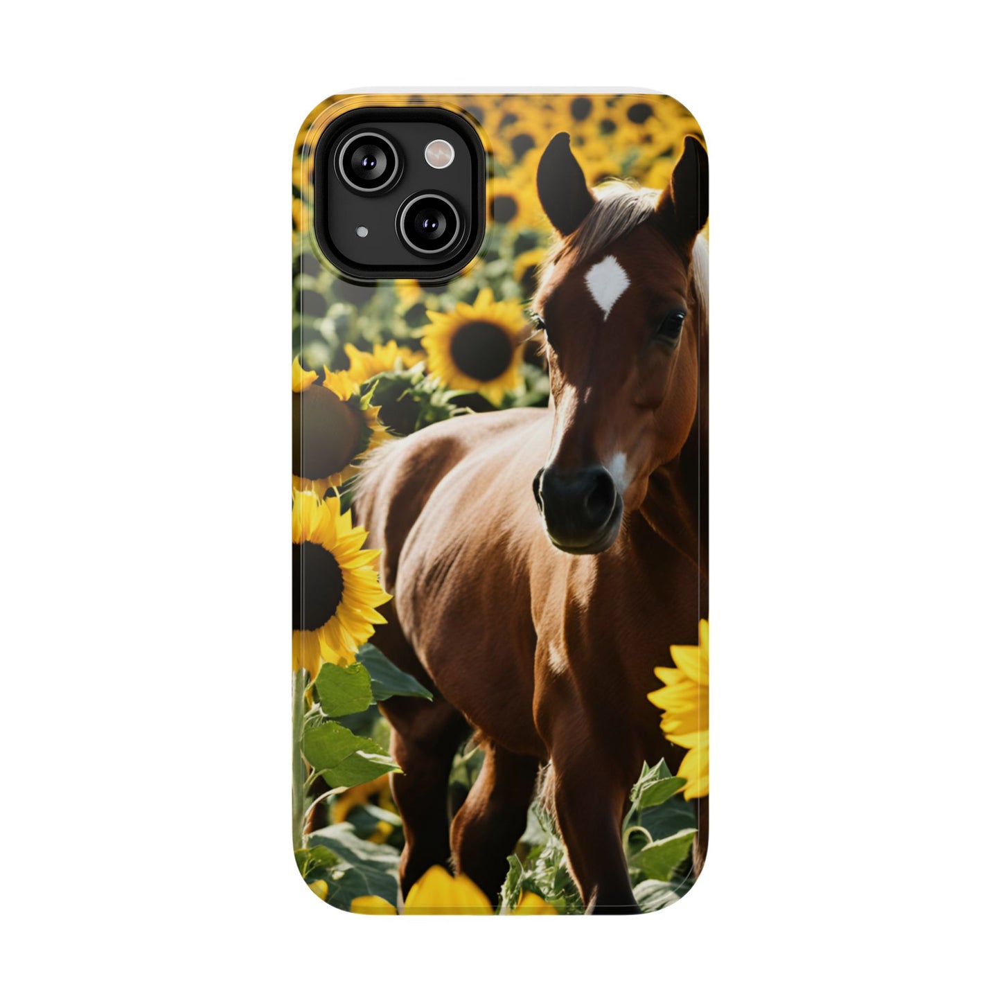 Phone Case - Impact-Resistant - Horse Sunflowers 2