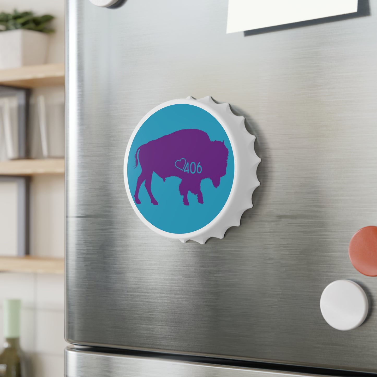 ITS406 Design Bottle Opener - Teal and Purple Bison