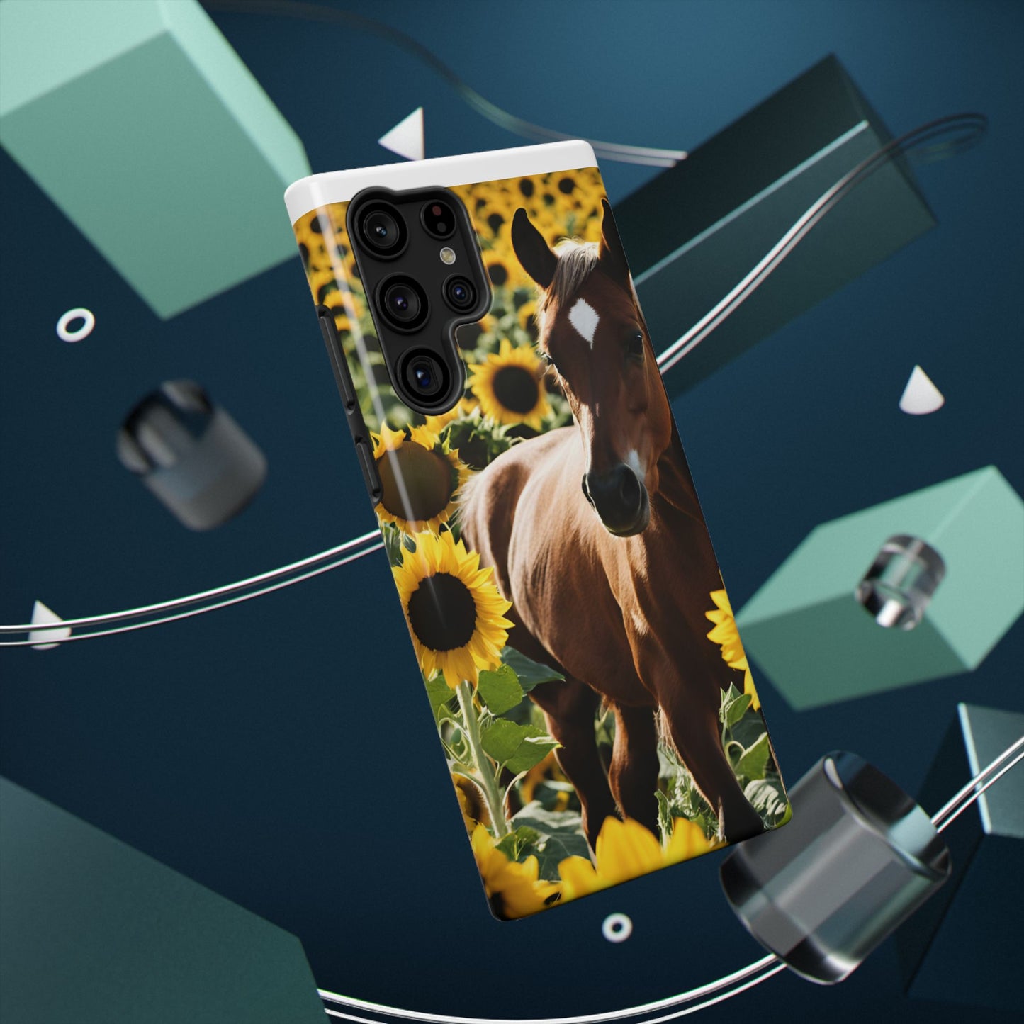 Phone Case - Impact-Resistant - Horse Sunflowers 2