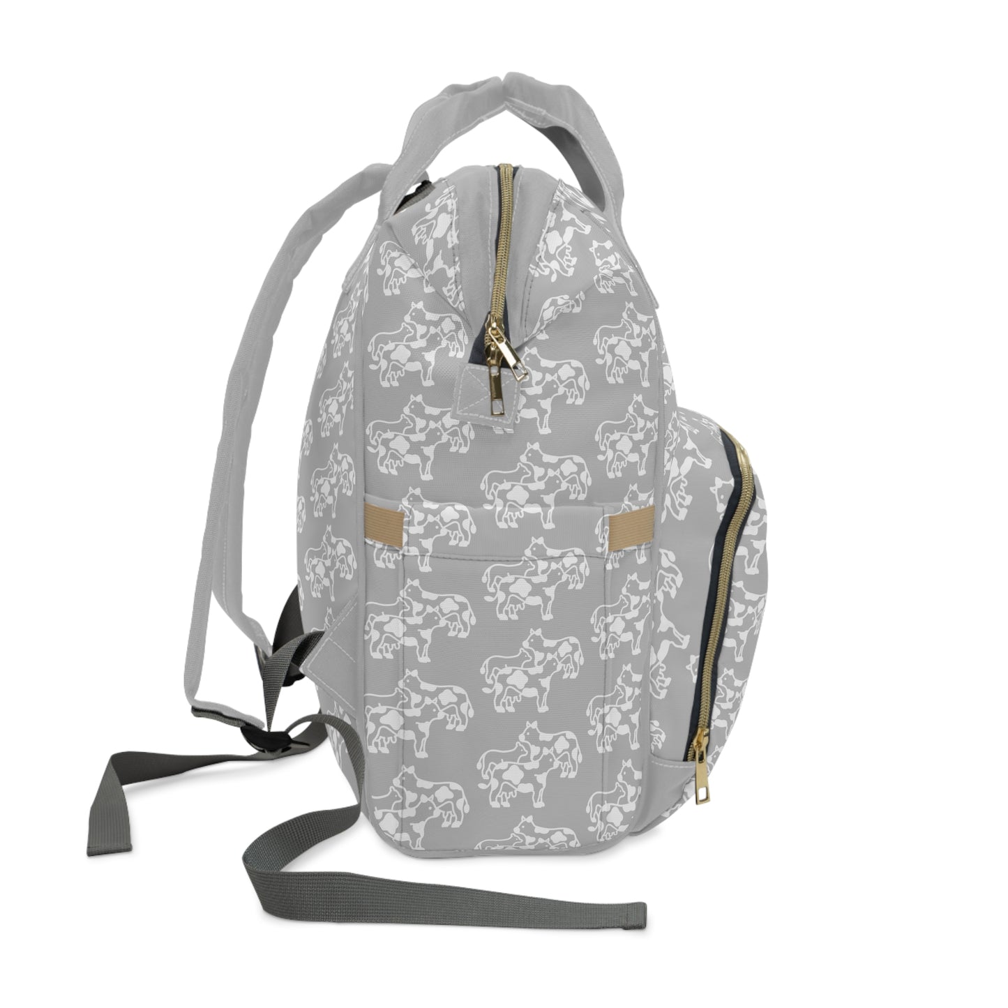 Barnyard Baby Diaper Backpack - Cows Light Gray