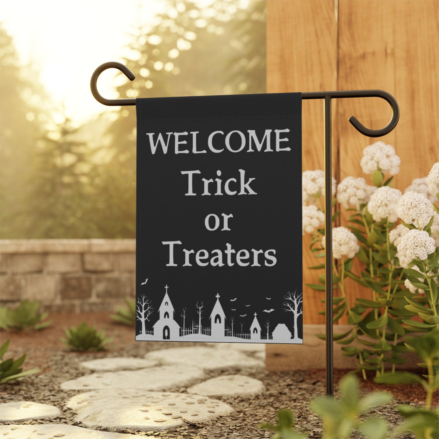 Halloween Garden & House Banner - Welcome Trick Or Treaters Scene