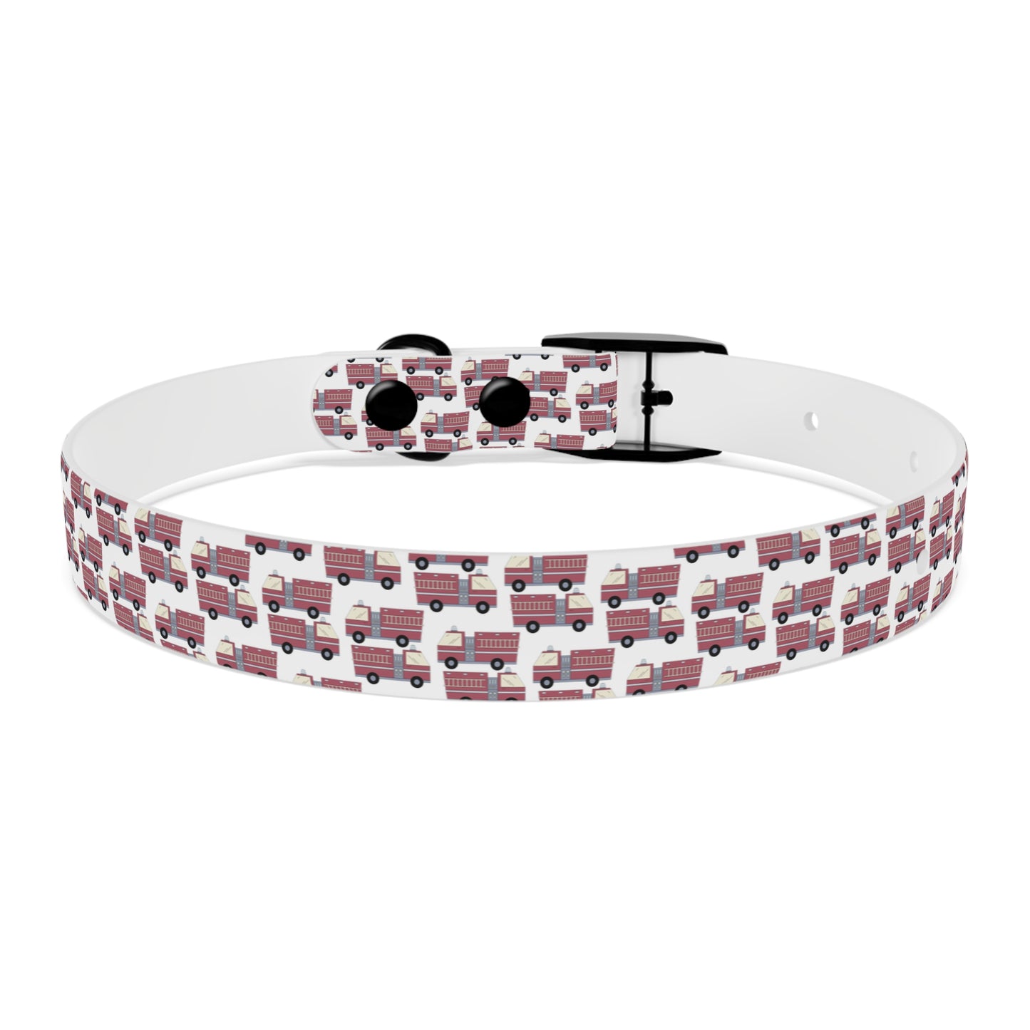 Dog Collar - Fire Trucks - White