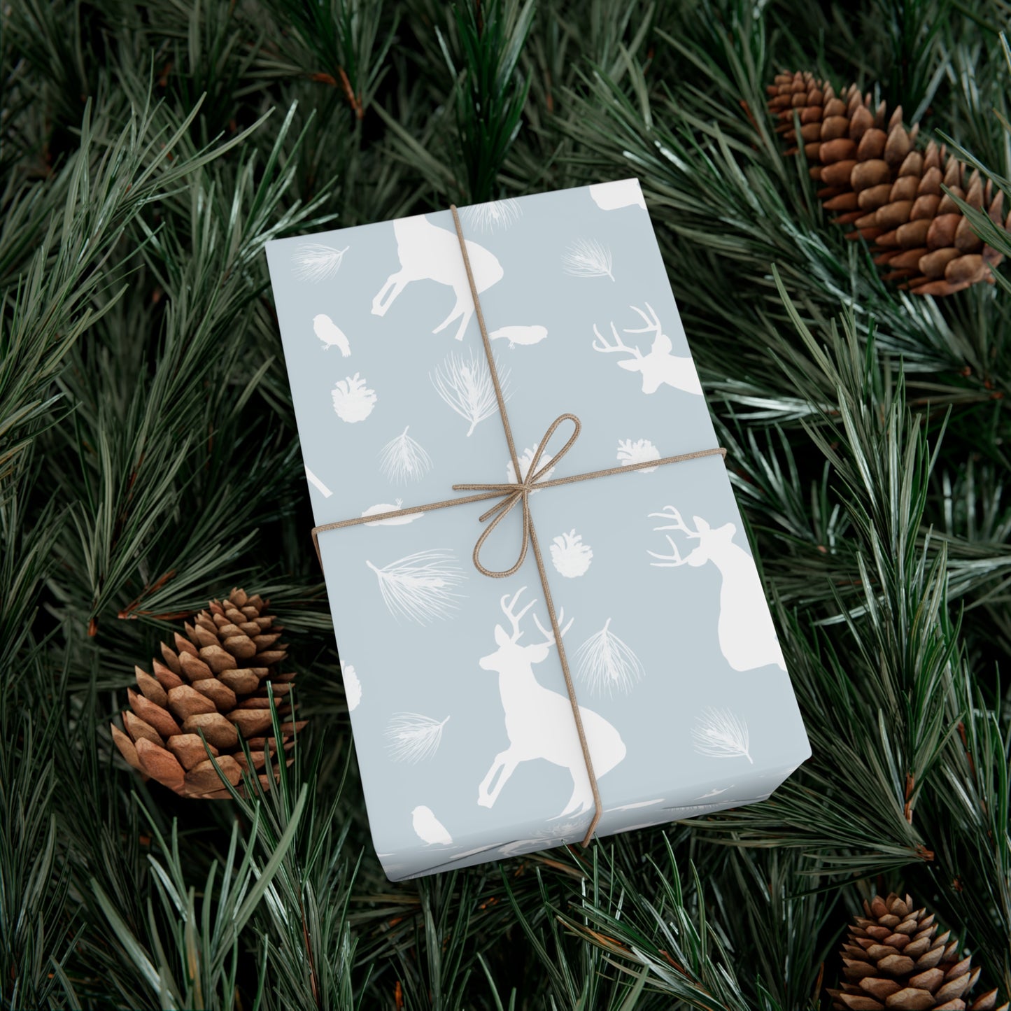 Gift Wrap Papers - Ice Blue White Deer