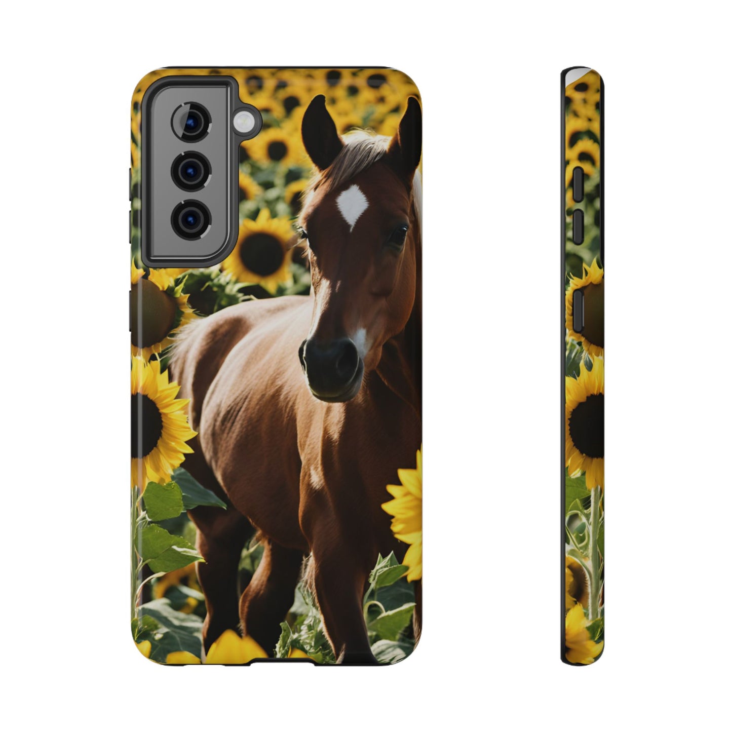 Phone Case - Impact-Resistant - Horse Sunflowers 2