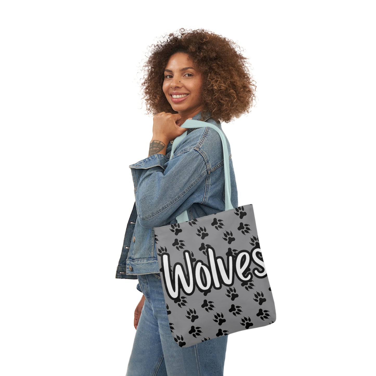 Sports Team Gray Canvas Tote Bag, 5-Color Straps - Wolves