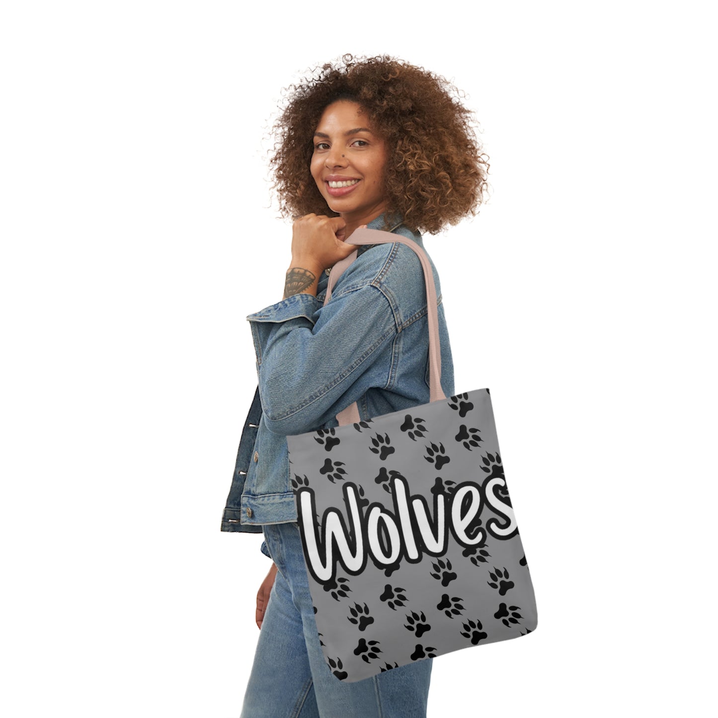 Sports Team Gray Canvas Tote Bag, 5-Color Straps - Wolves