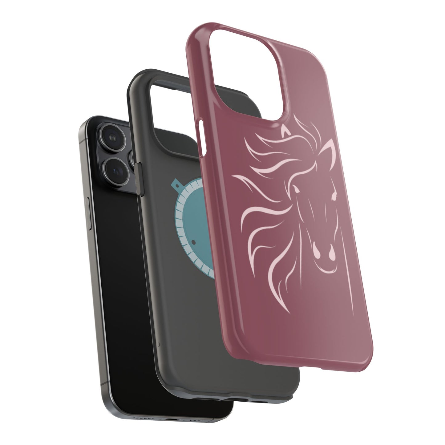 Phone - Magnetic Tough Cases - Pink Horse Outline