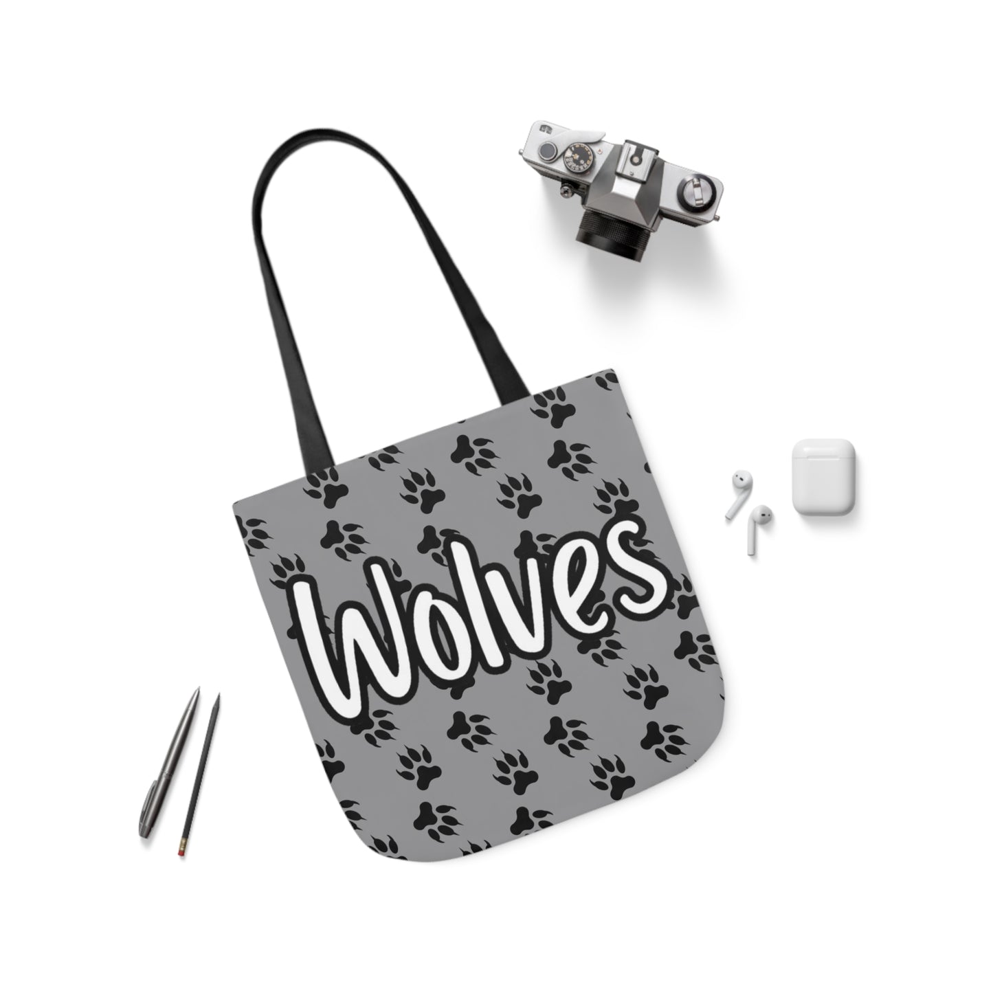 Sports Team Gray Canvas Tote Bag, 5-Color Straps - Wolves