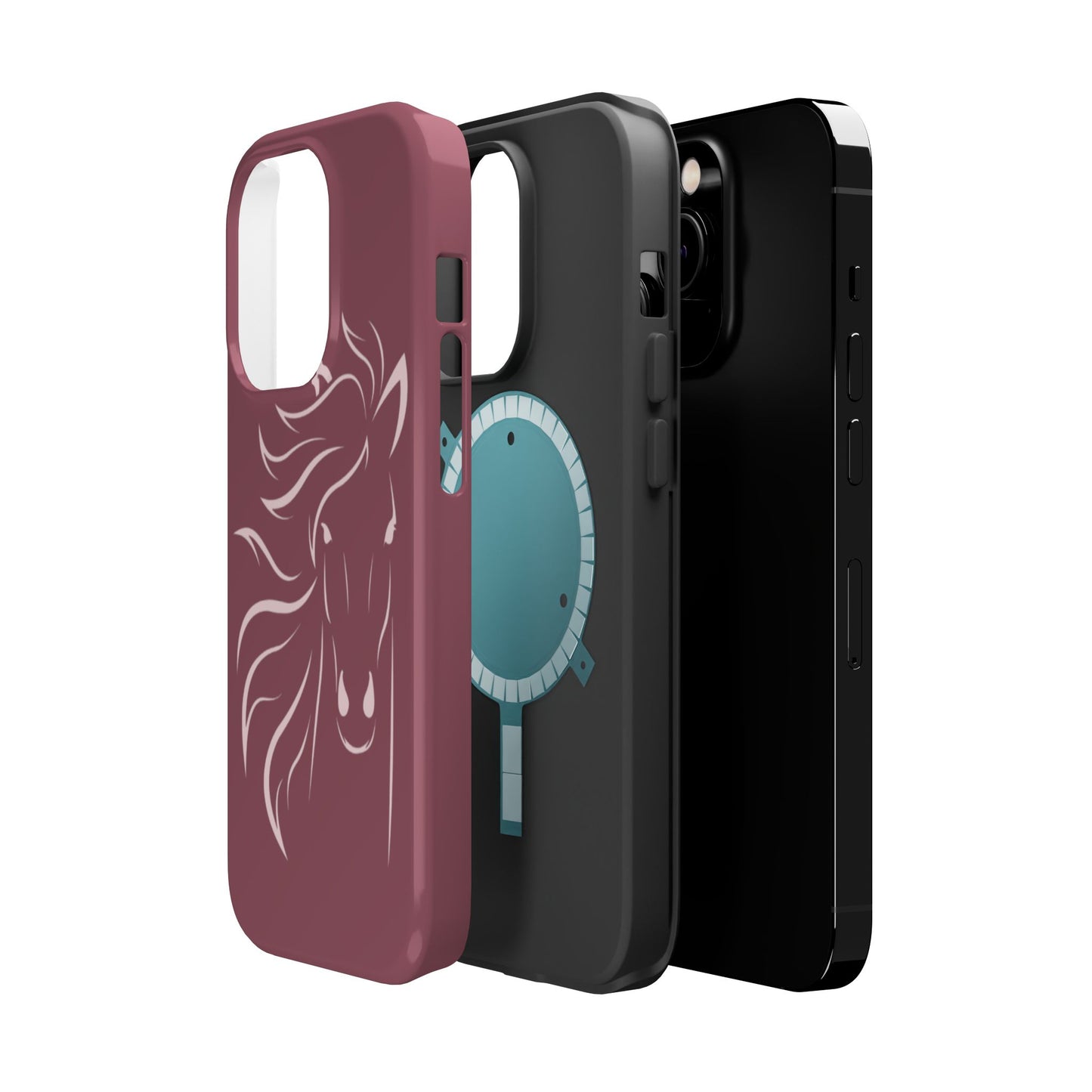 Phone - Magnetic Tough Cases - Pink Horse Outline